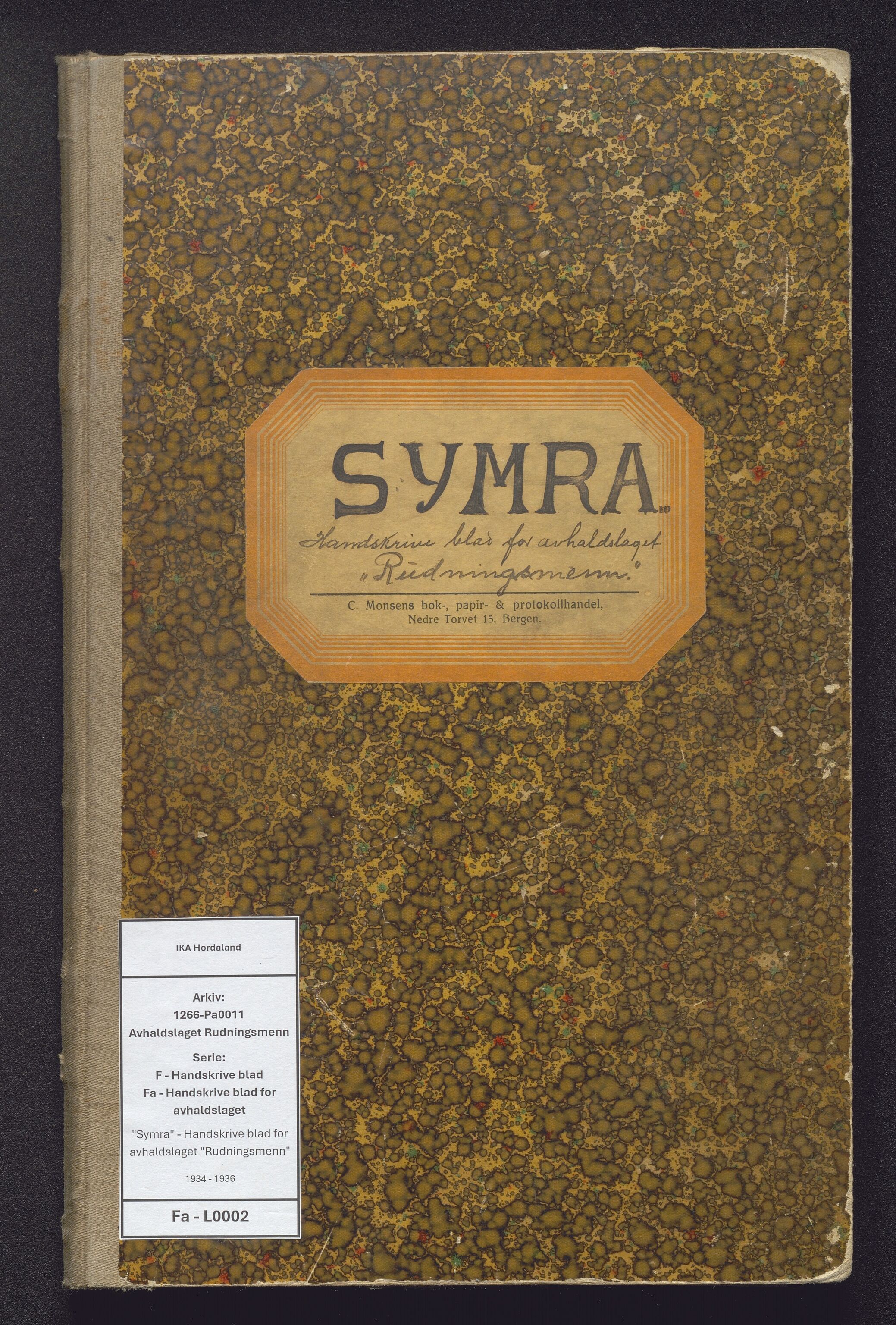 Avhaldslaget Rudningsmenn, IKAH/1266-Pa0011/F/Fa/L0002: "Symra" - Handskrive blad for avhaldslaget "Rudningsmenn", 1934-1936
