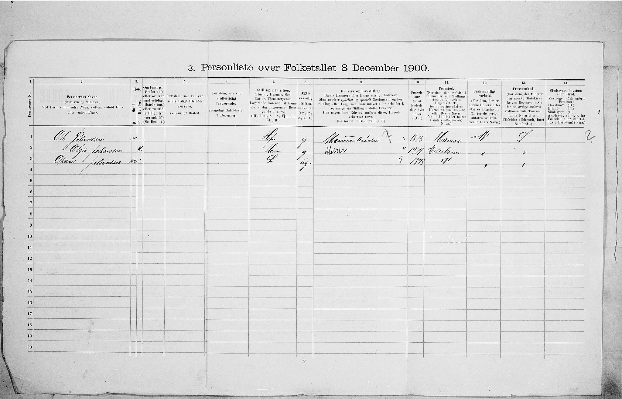 SAO, 1900 census for Kristiania, 1900, p. 65604