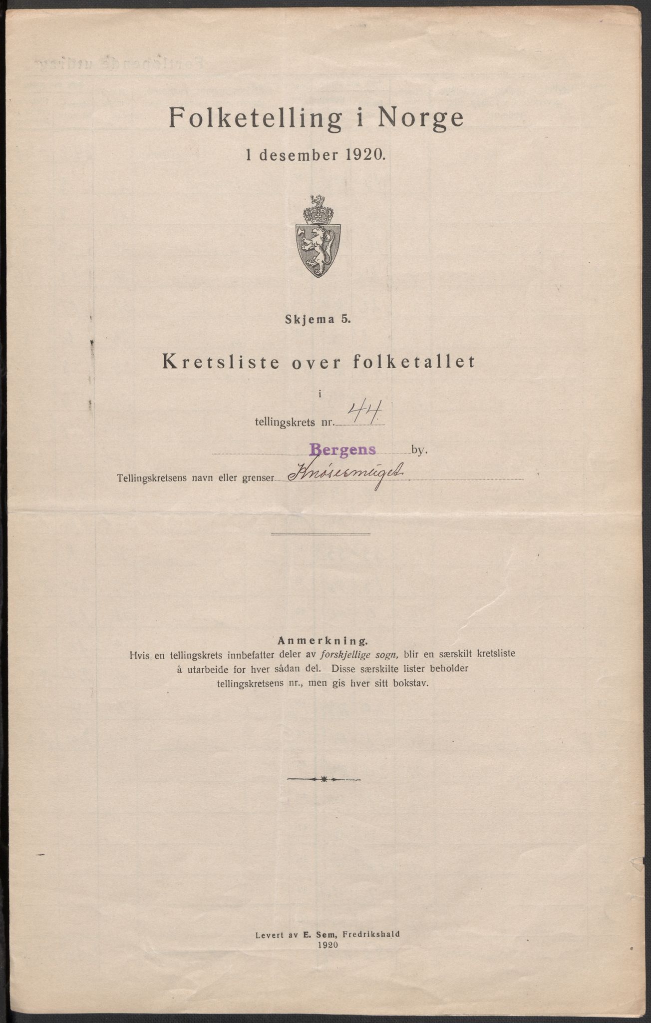 SAB, 1920 census for Bergen, 1920, p. 144