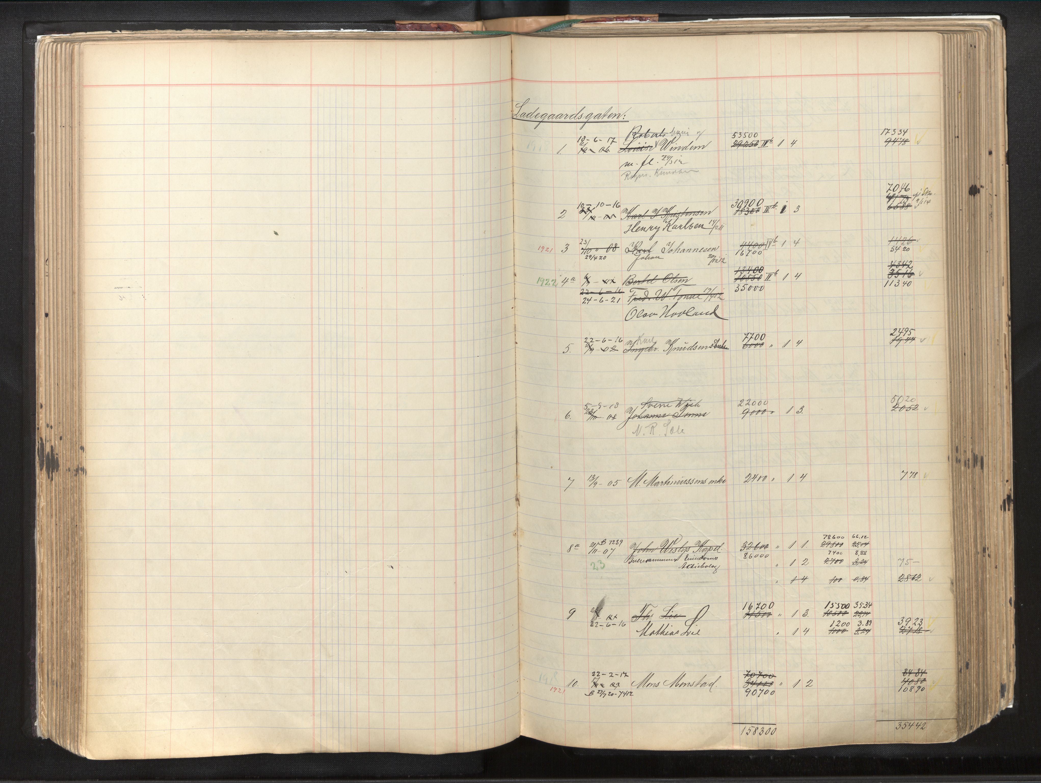 Byfogd og Byskriver i Bergen, AV/SAB-A-3401/11/11Db/L0003: Register til branntakstprotokoll og branntakstkontingent, 1921
