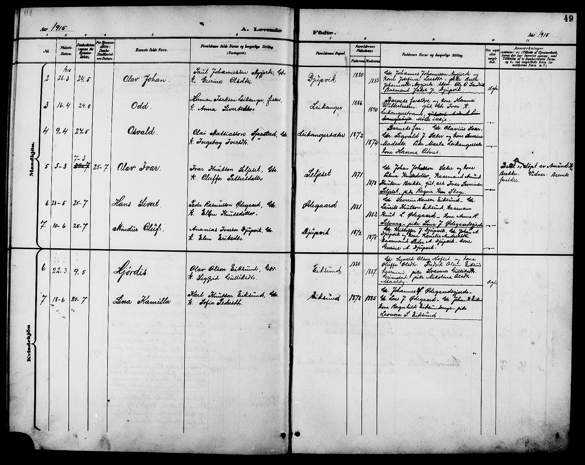 Ministerialprotokoller, klokkerbøker og fødselsregistre - Møre og Romsdal, AV/SAT-A-1454/508/L0098: Parish register (copy) no. 508C02, 1898-1916, p. 49