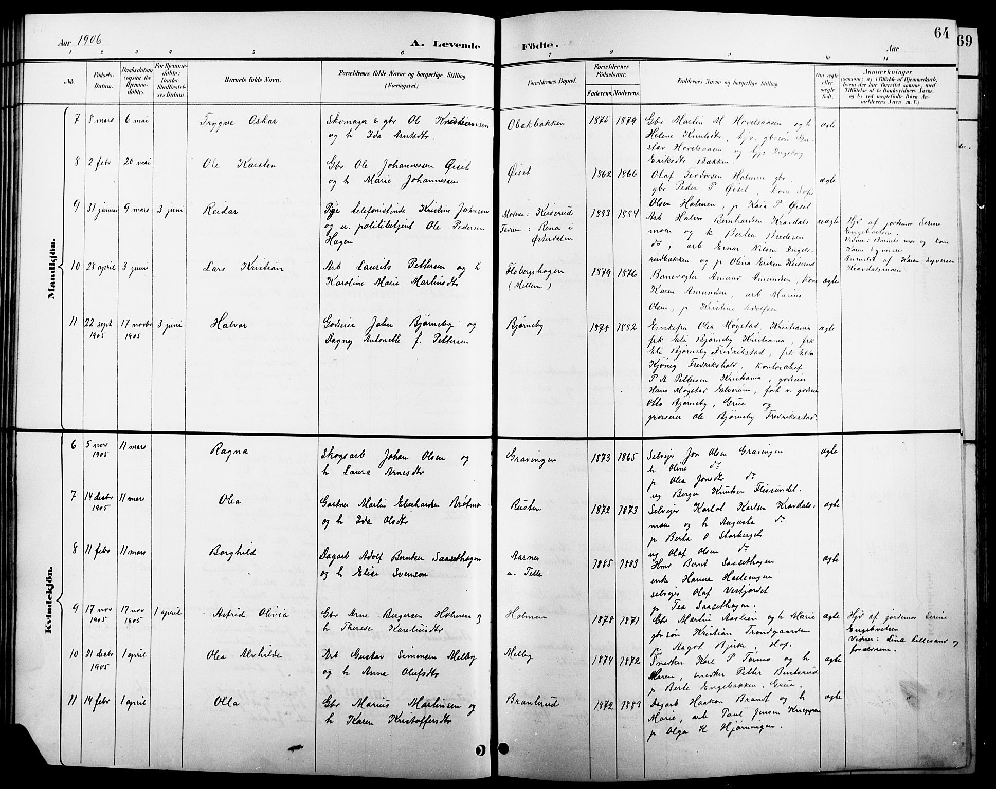 Åsnes prestekontor, SAH/PREST-042/H/Ha/Hab/L0004: Parish register (copy) no. 4, 1895-1909, p. 64