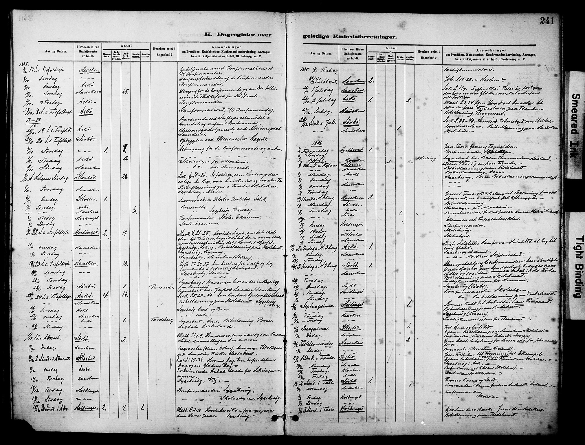 Rennesøy sokneprestkontor, SAST/A -101827/H/Ha/Haa/L0012: Parish register (official) no. A 13, 1885-1917, p. 241