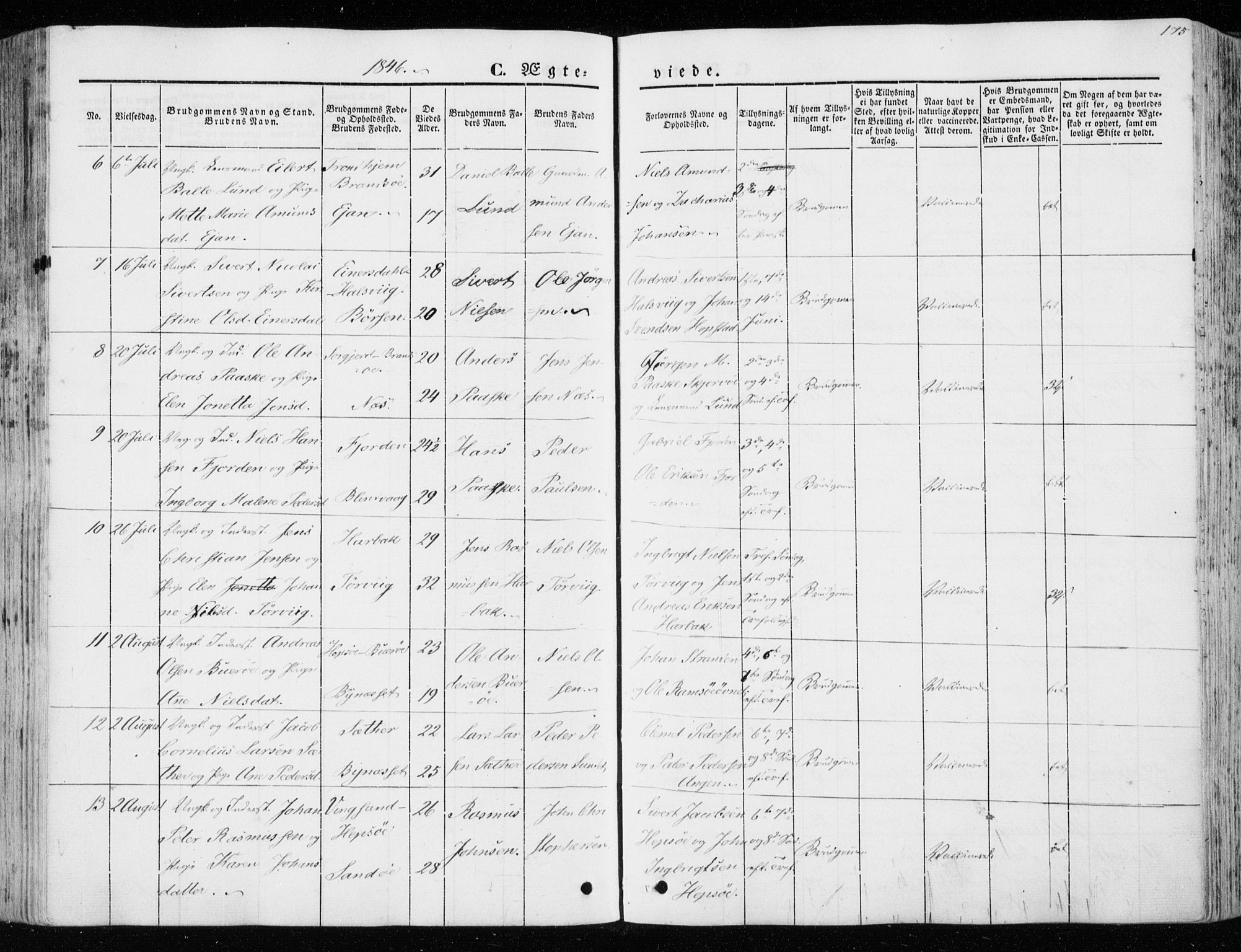 Ministerialprotokoller, klokkerbøker og fødselsregistre - Sør-Trøndelag, SAT/A-1456/657/L0704: Parish register (official) no. 657A05, 1846-1857, p. 175
