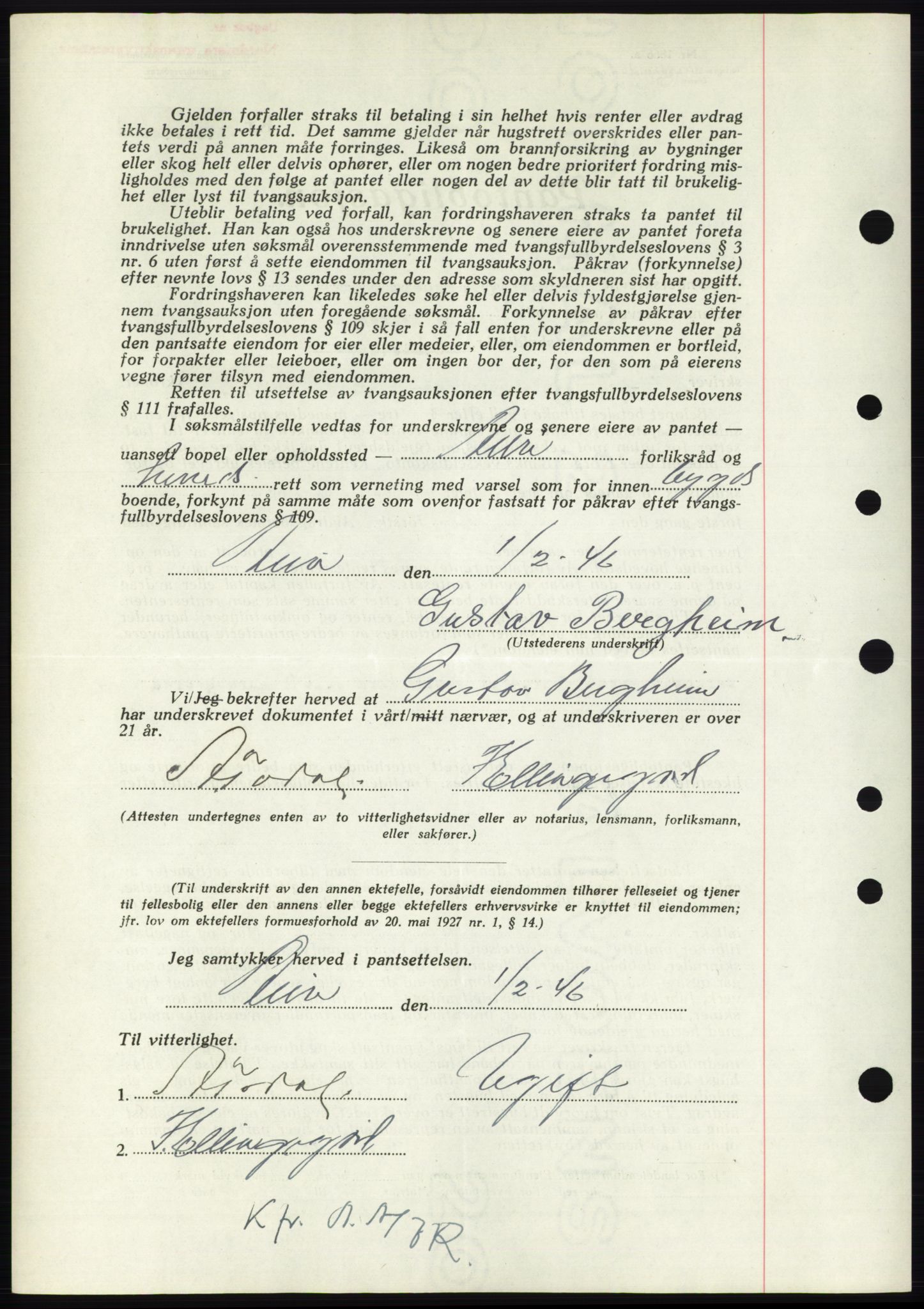 Nordmøre sorenskriveri, AV/SAT-A-4132/1/2/2Ca: Mortgage book no. B93b, 1946-1946, Diary no: : 173/1946