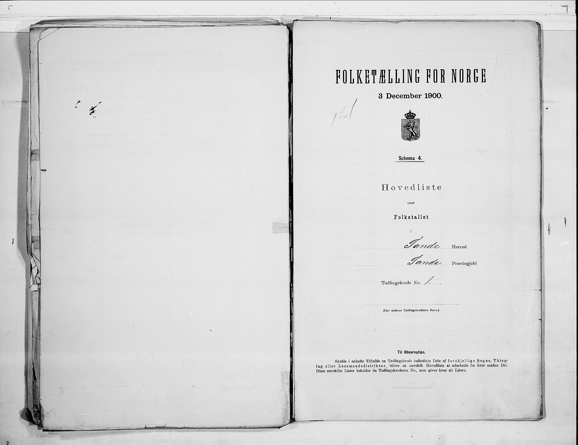 RA, 1900 census for Sande, 1900, p. 4