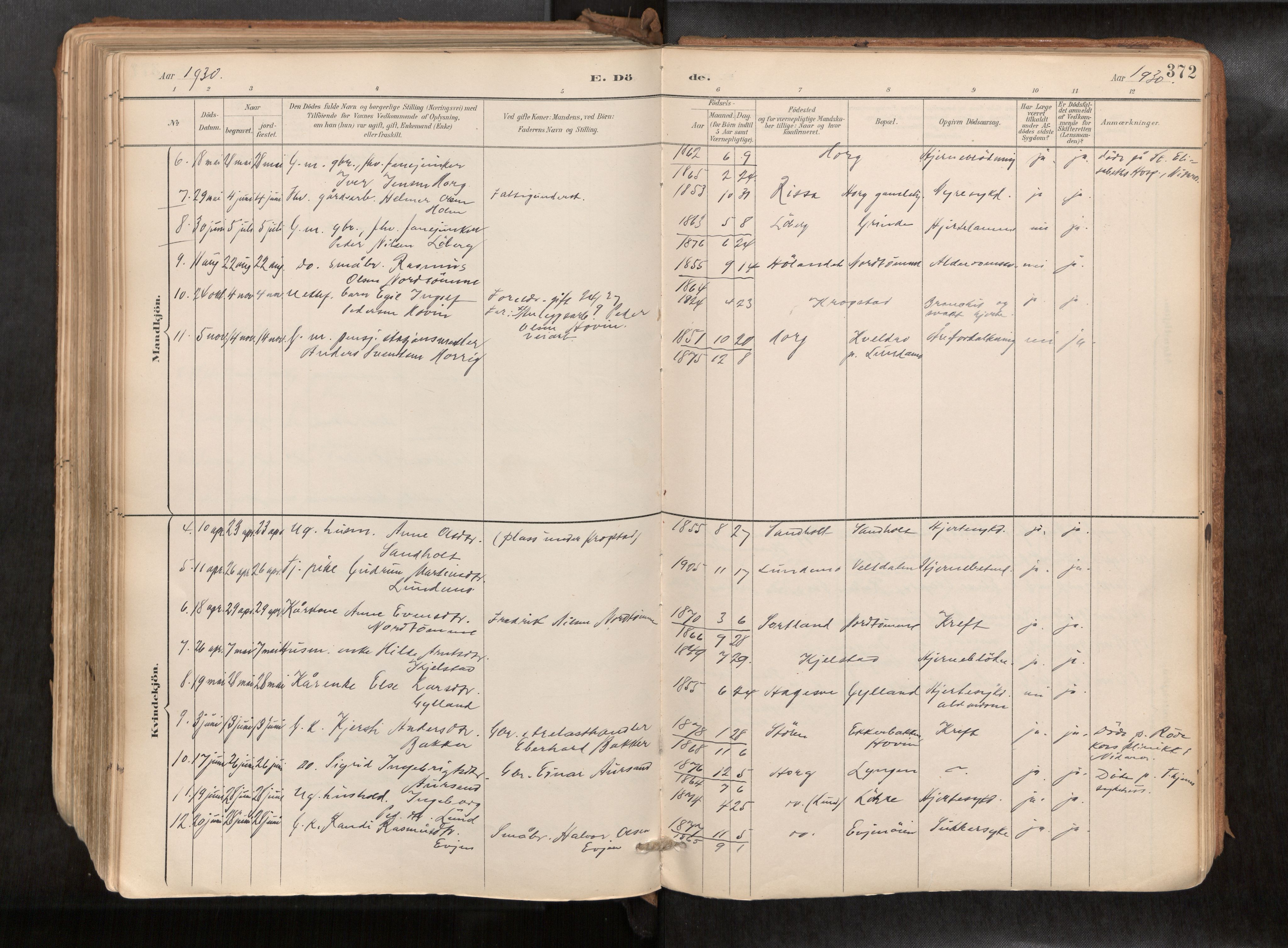 Ministerialprotokoller, klokkerbøker og fødselsregistre - Sør-Trøndelag, SAT/A-1456/692/L1105b: Parish register (official) no. 692A06, 1891-1934, p. 372