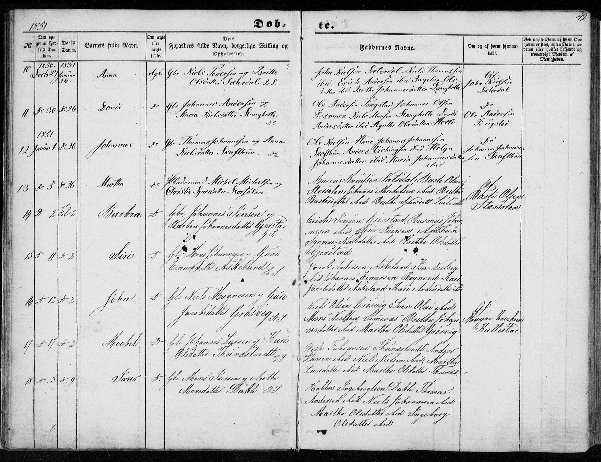 Haus sokneprestembete, AV/SAB-A-75601/H/Haa: Parish register (official) no. A 16 I, 1848-1857, p. 42