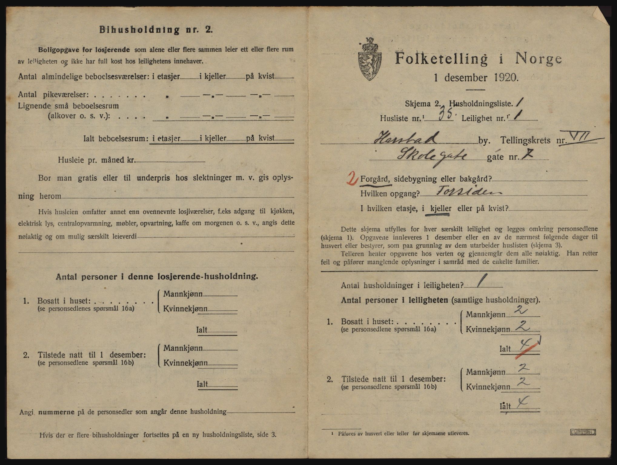 SATØ, 1920 census for Harstad, 1920, p. 2107