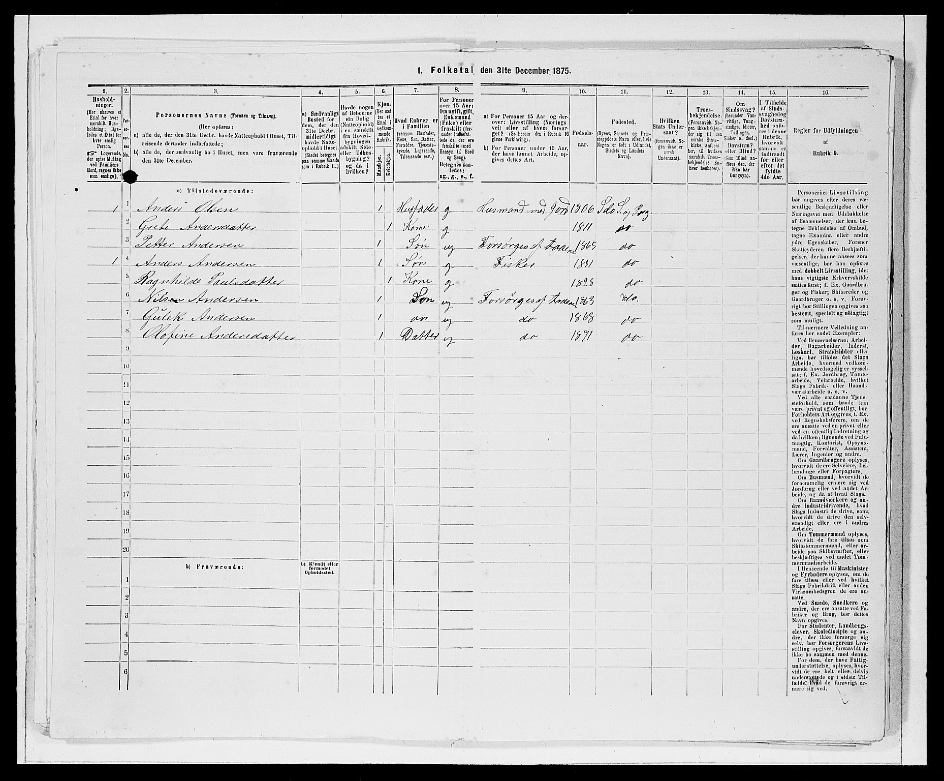 SAB, 1875 Census for 1441P Selje, 1875, p. 1505