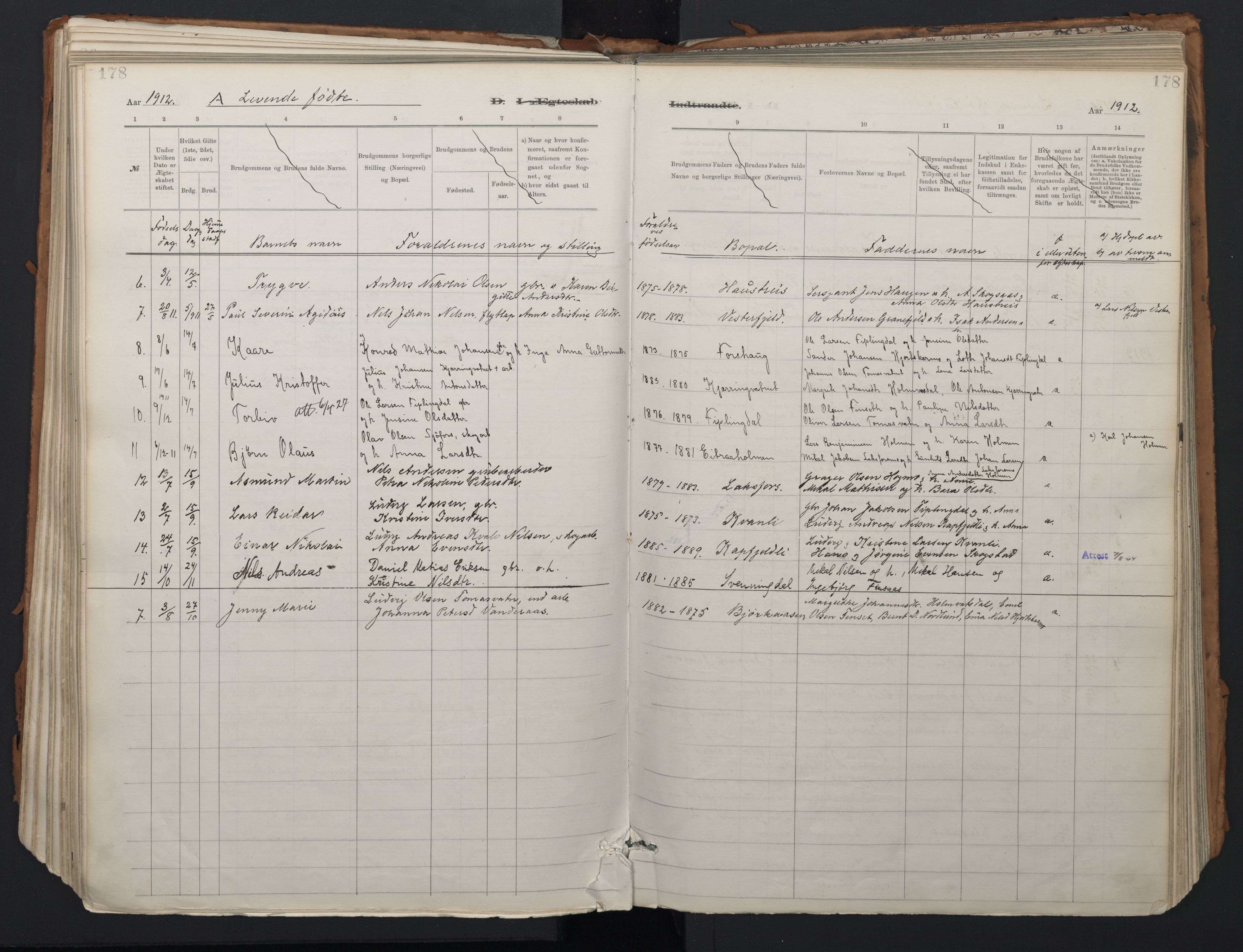 Ministerialprotokoller, klokkerbøker og fødselsregistre - Nordland, SAT/A-1459/824/L0338: Parish register (official) no. 824A01, 1880-1915, p. 178