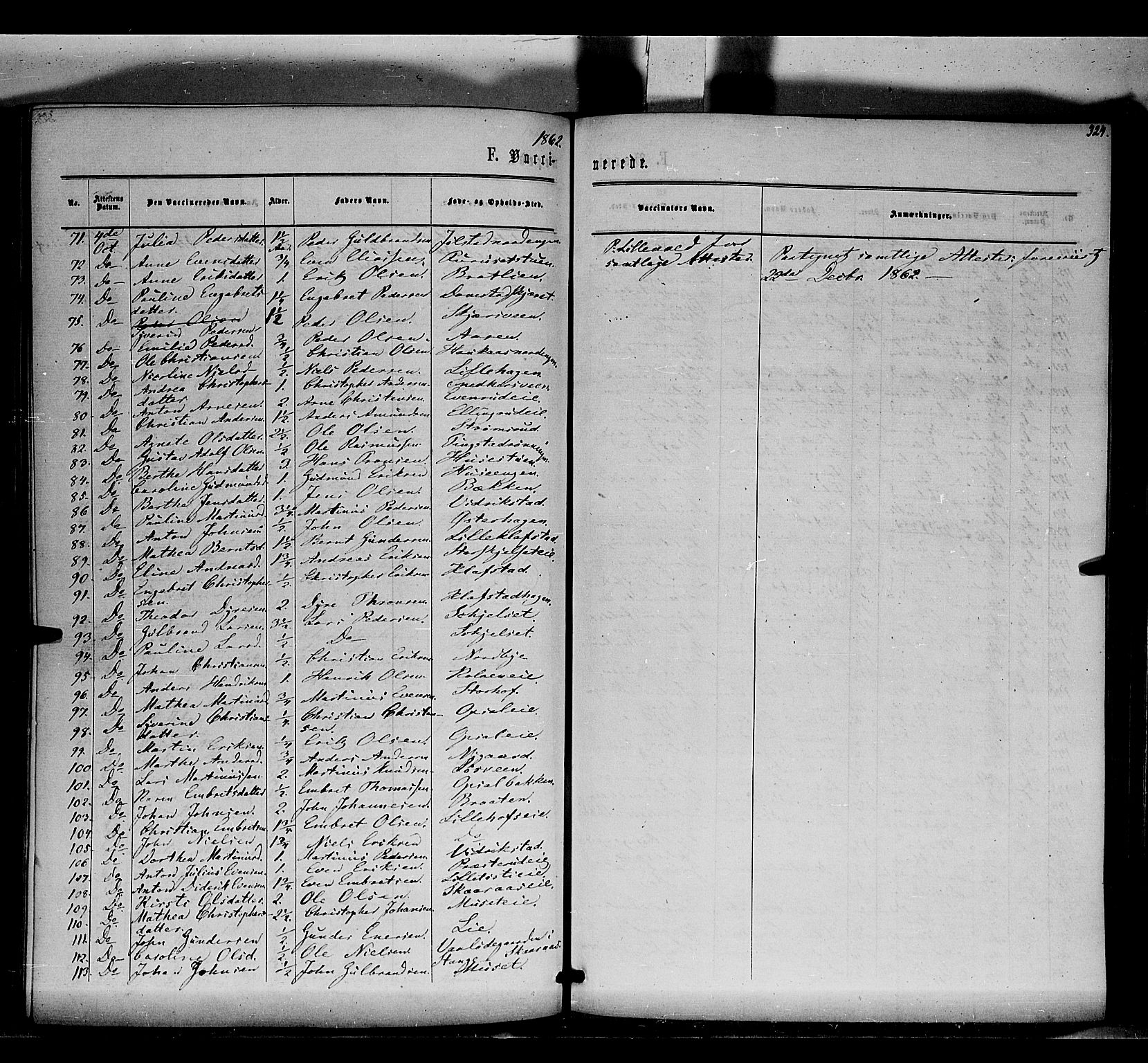 Romedal prestekontor, SAH/PREST-004/K/L0005: Parish register (official) no. 5, 1862-1874, p. 324