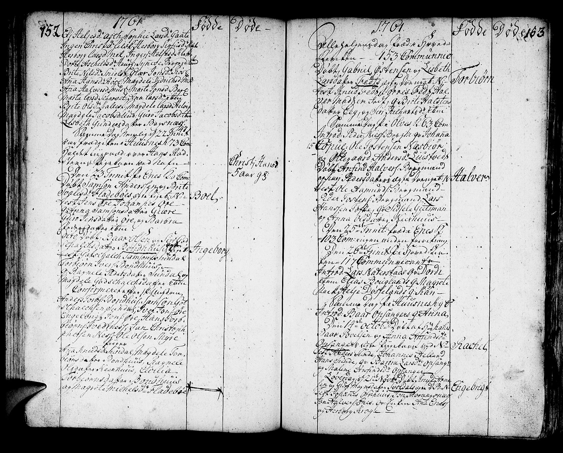 Kvinnherad sokneprestembete, AV/SAB-A-76401/H/Haa: Parish register (official) no. A 3, 1754-1777, p. 152-153