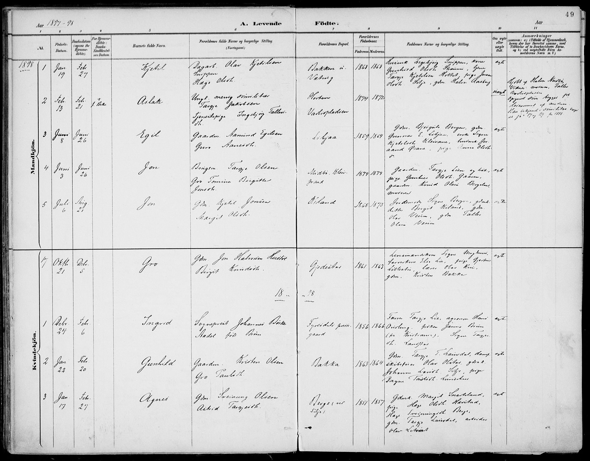 Fyresdal kirkebøker, SAKO/A-263/F/Fa/L0007: Parish register (official) no. I 7, 1887-1914, p. 49