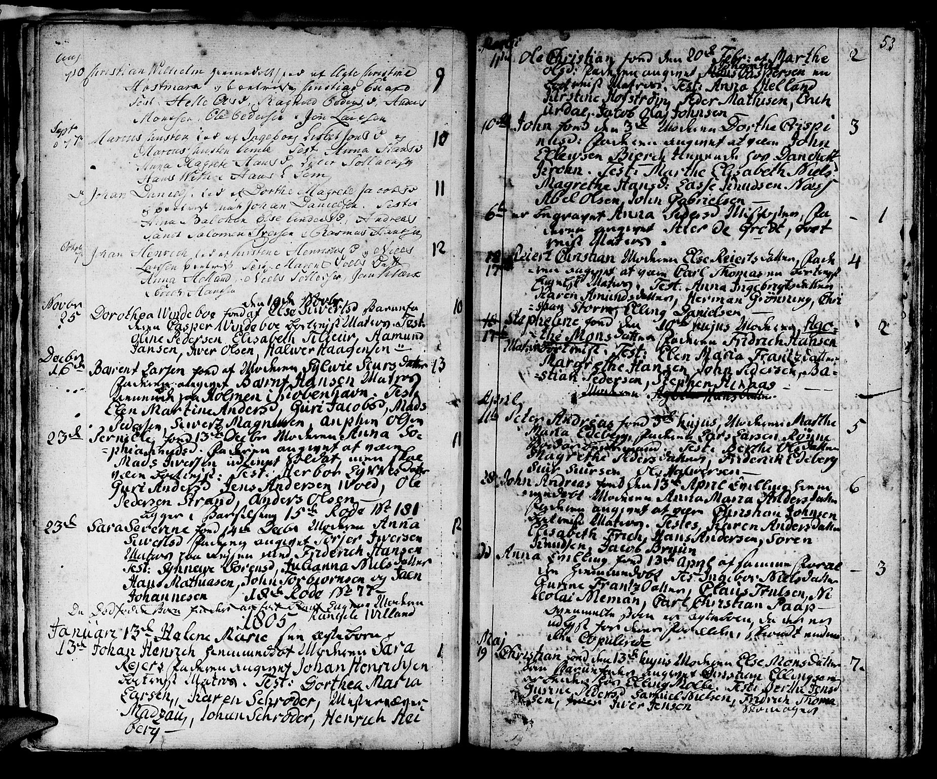Domkirken sokneprestembete, SAB/A-74801/H/Haa/L0004: Parish register (official) no. A 4, 1763-1820, p. 53
