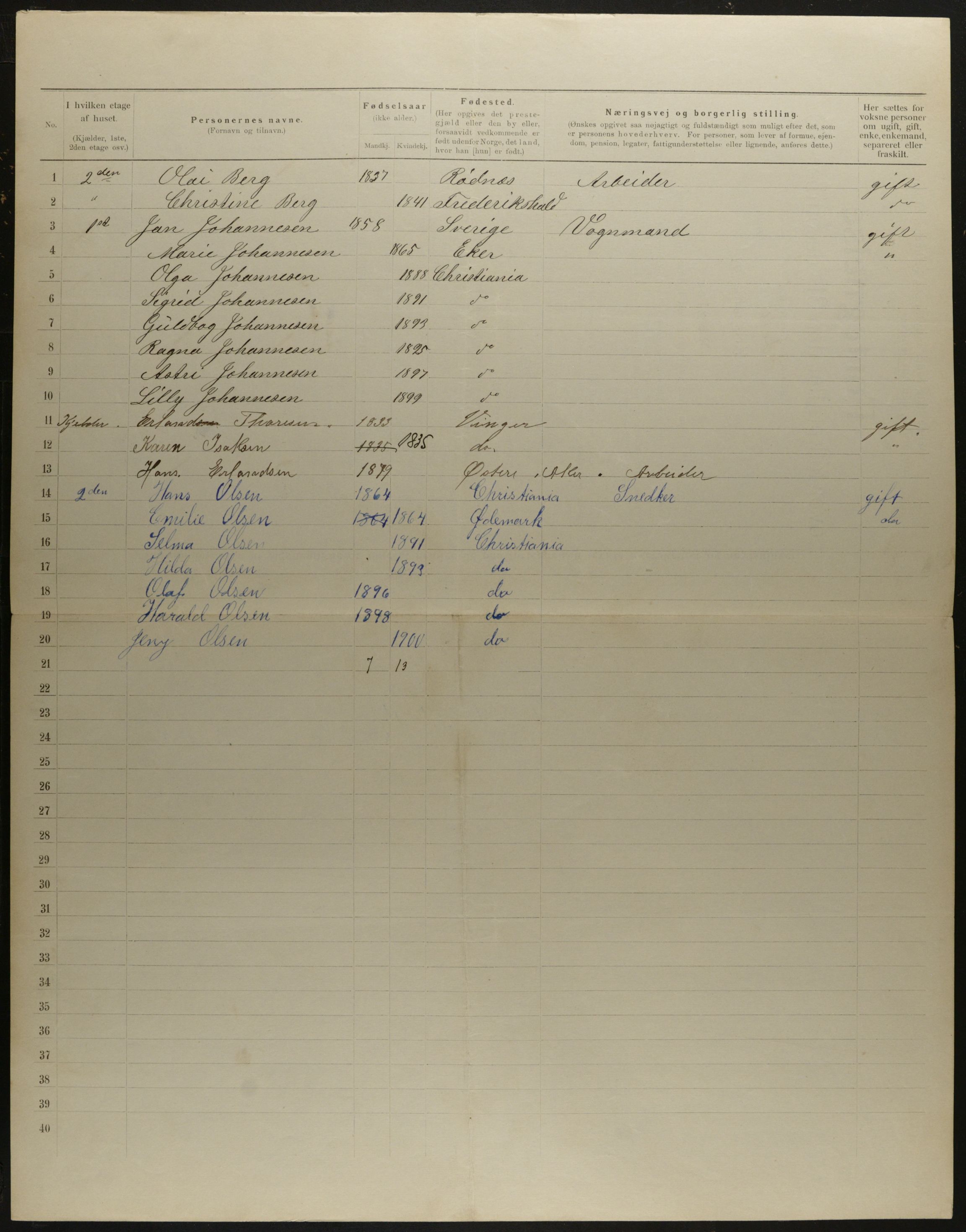 OBA, Municipal Census 1901 for Kristiania, 1901, p. 11448