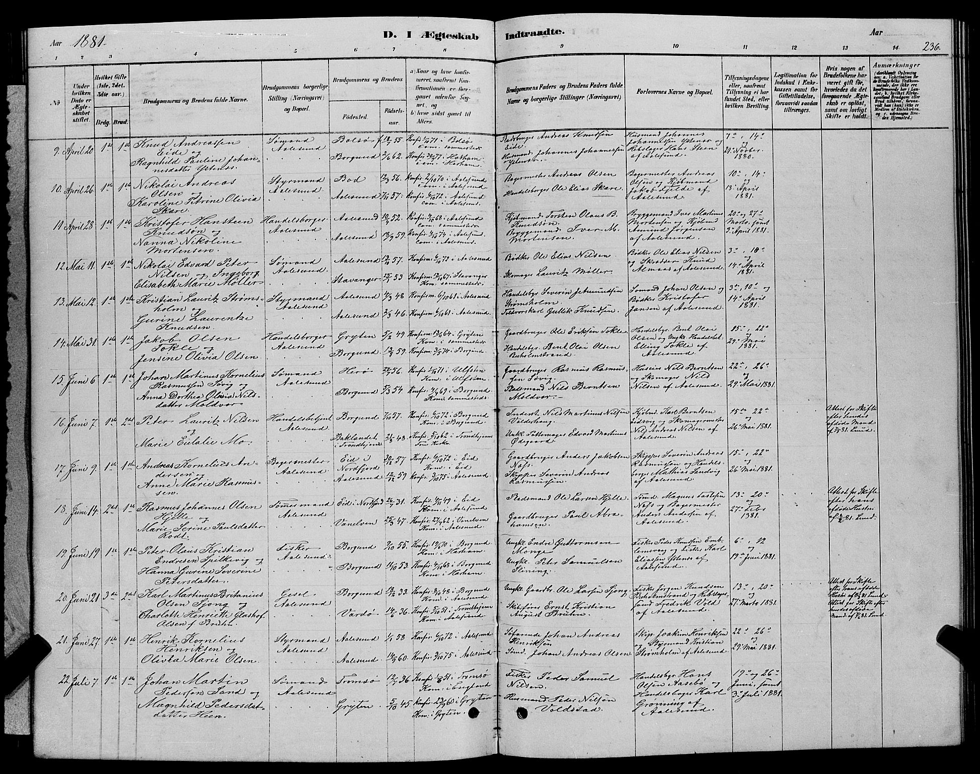 Ministerialprotokoller, klokkerbøker og fødselsregistre - Møre og Romsdal, AV/SAT-A-1454/529/L0466: Parish register (copy) no. 529C03, 1878-1888, p. 236