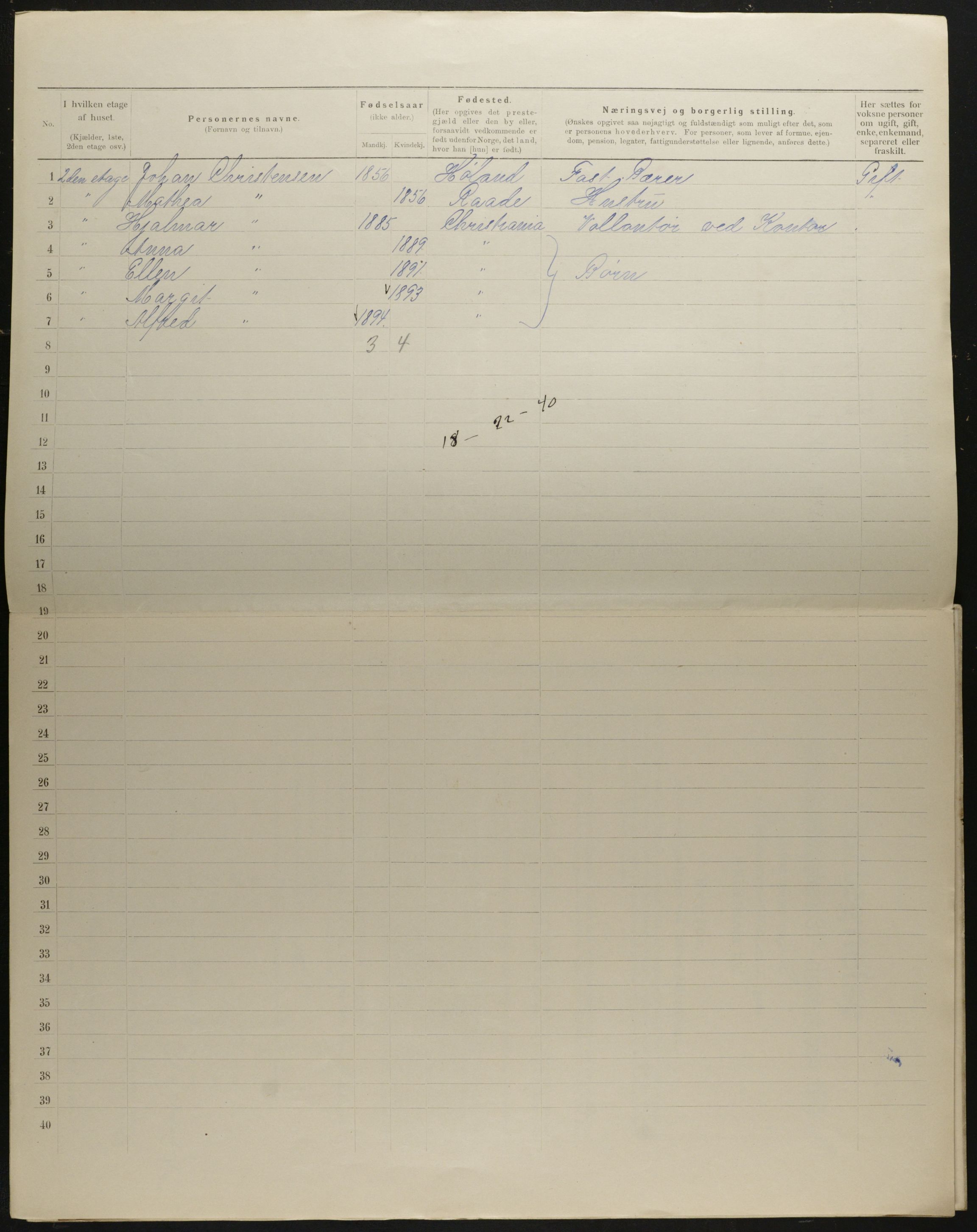 OBA, Municipal Census 1901 for Kristiania, 1901, p. 2629