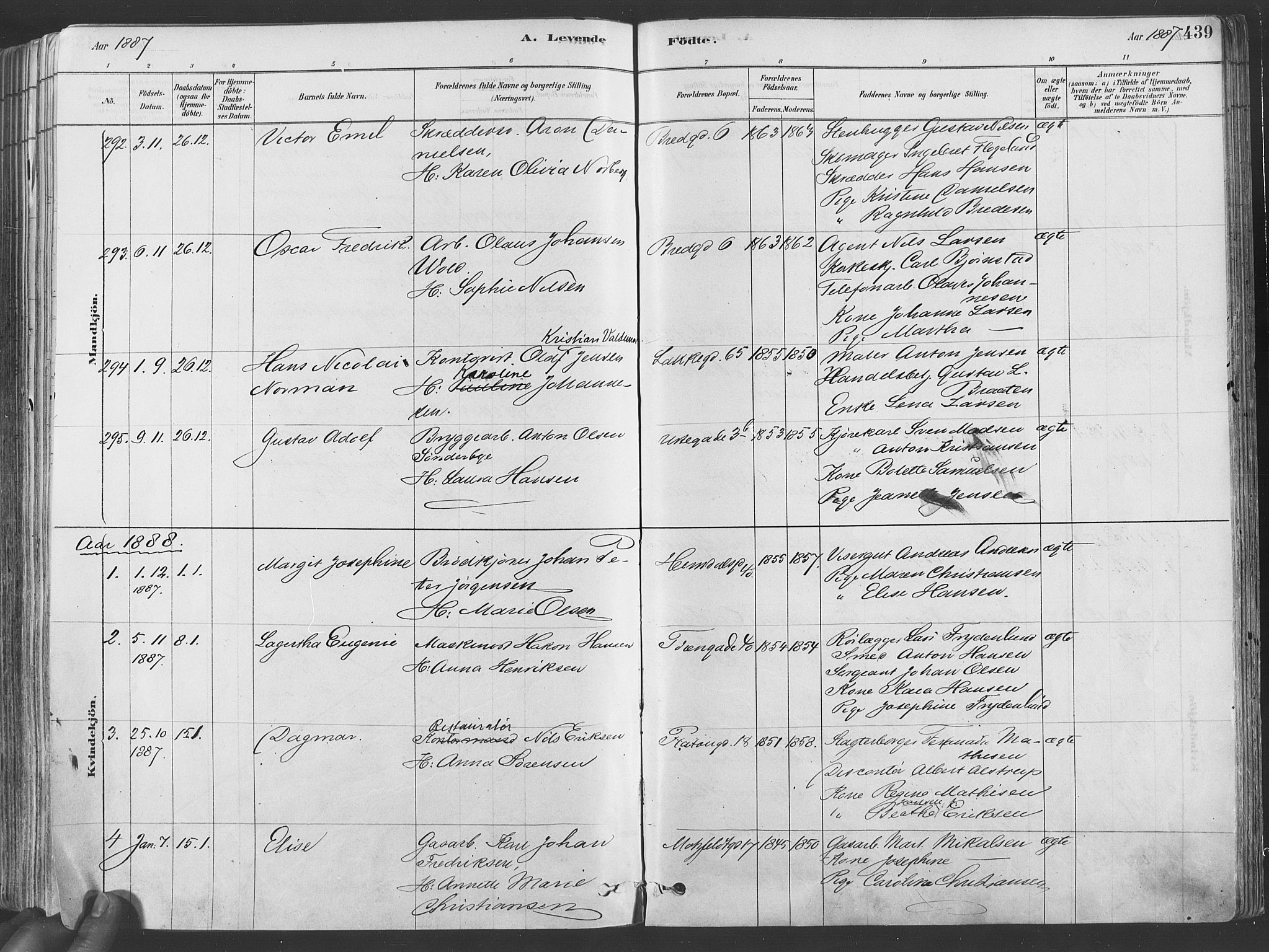 Grønland prestekontor Kirkebøker, AV/SAO-A-10848/F/Fa/L0007: Parish register (official) no. 7, 1878-1888, p. 439