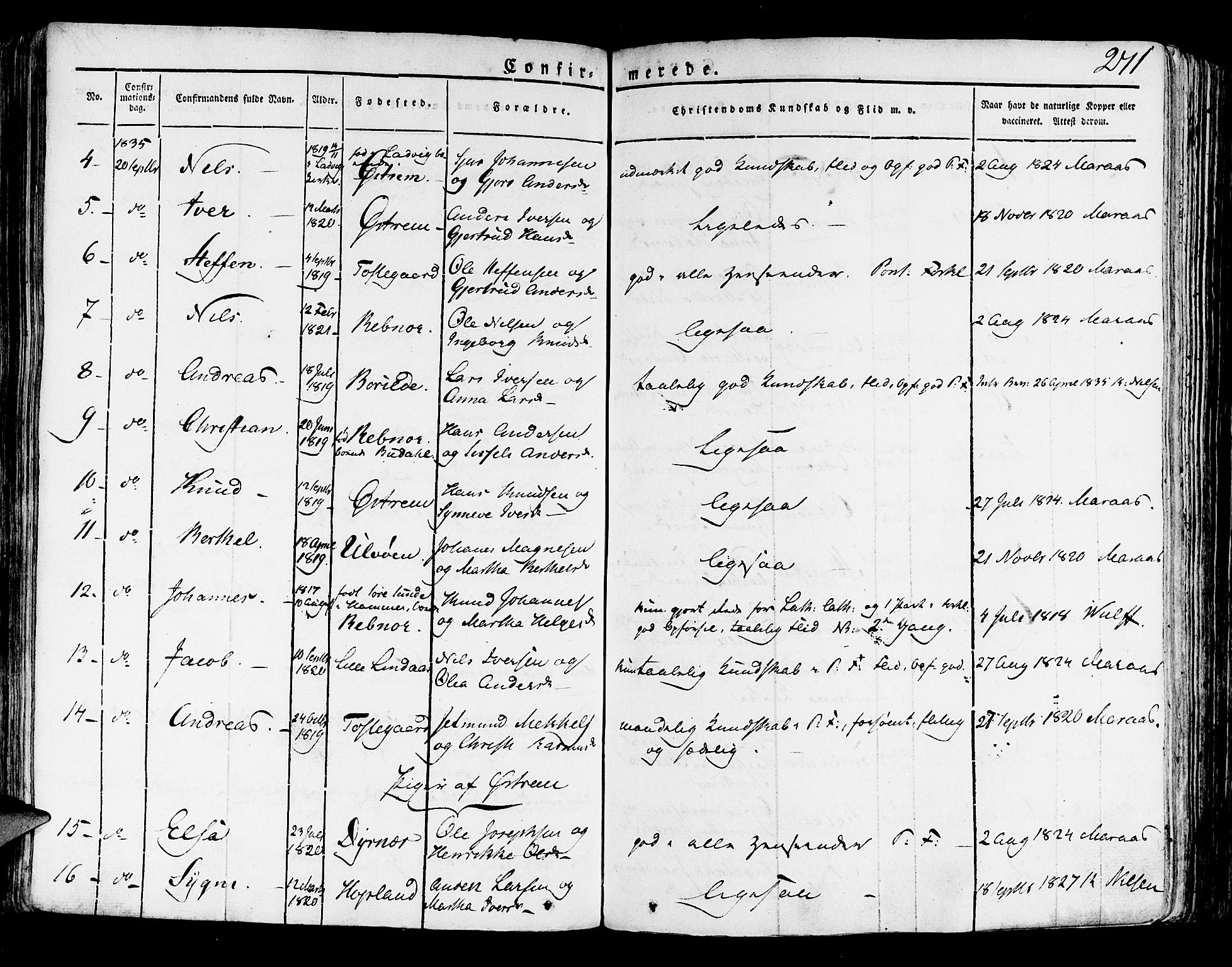 Lindås Sokneprestembete, SAB/A-76701/H/Haa: Parish register (official) no. A 8, 1823-1836, p. 271