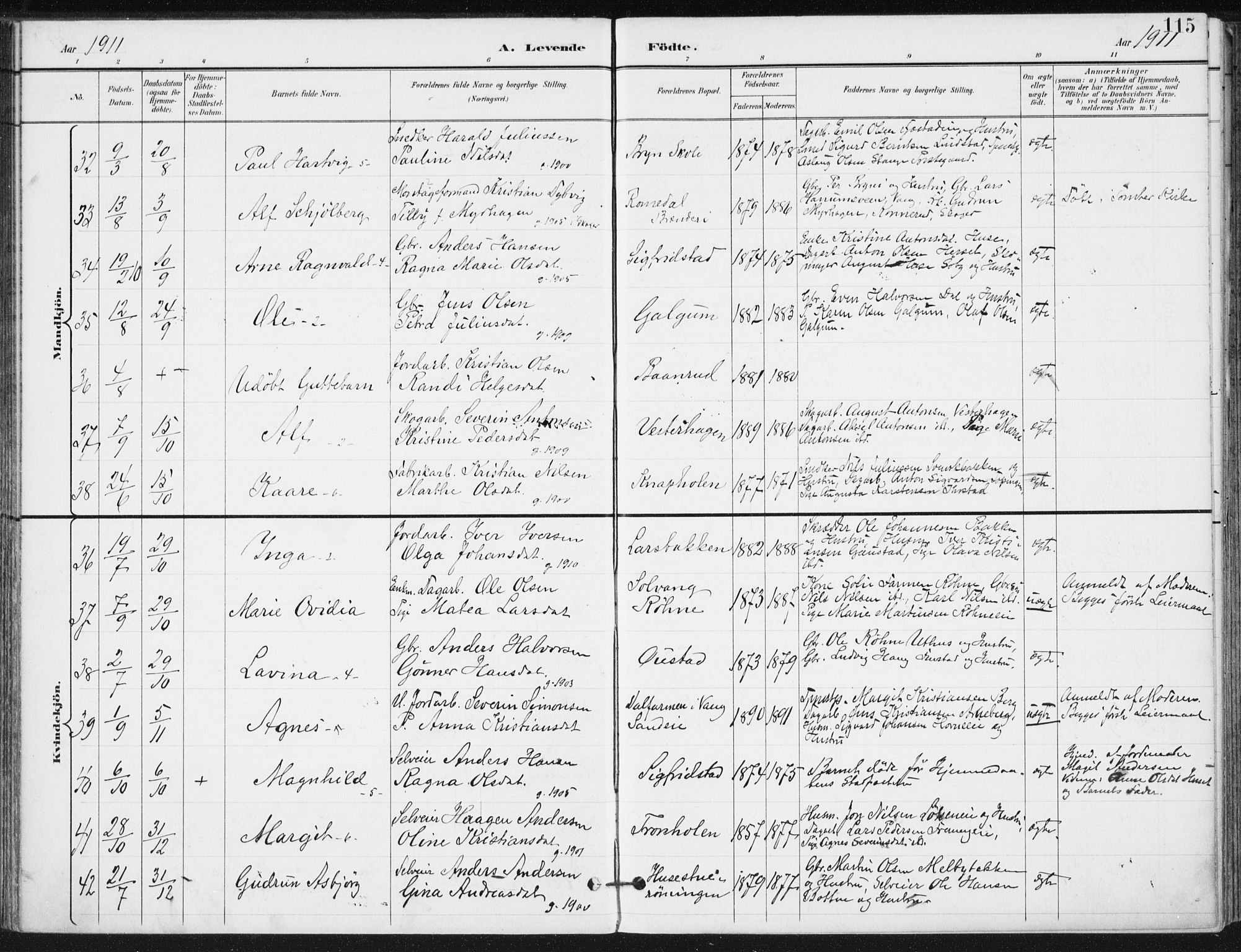 Romedal prestekontor, SAH/PREST-004/K/L0011: Parish register (official) no. 11, 1896-1912, p. 115