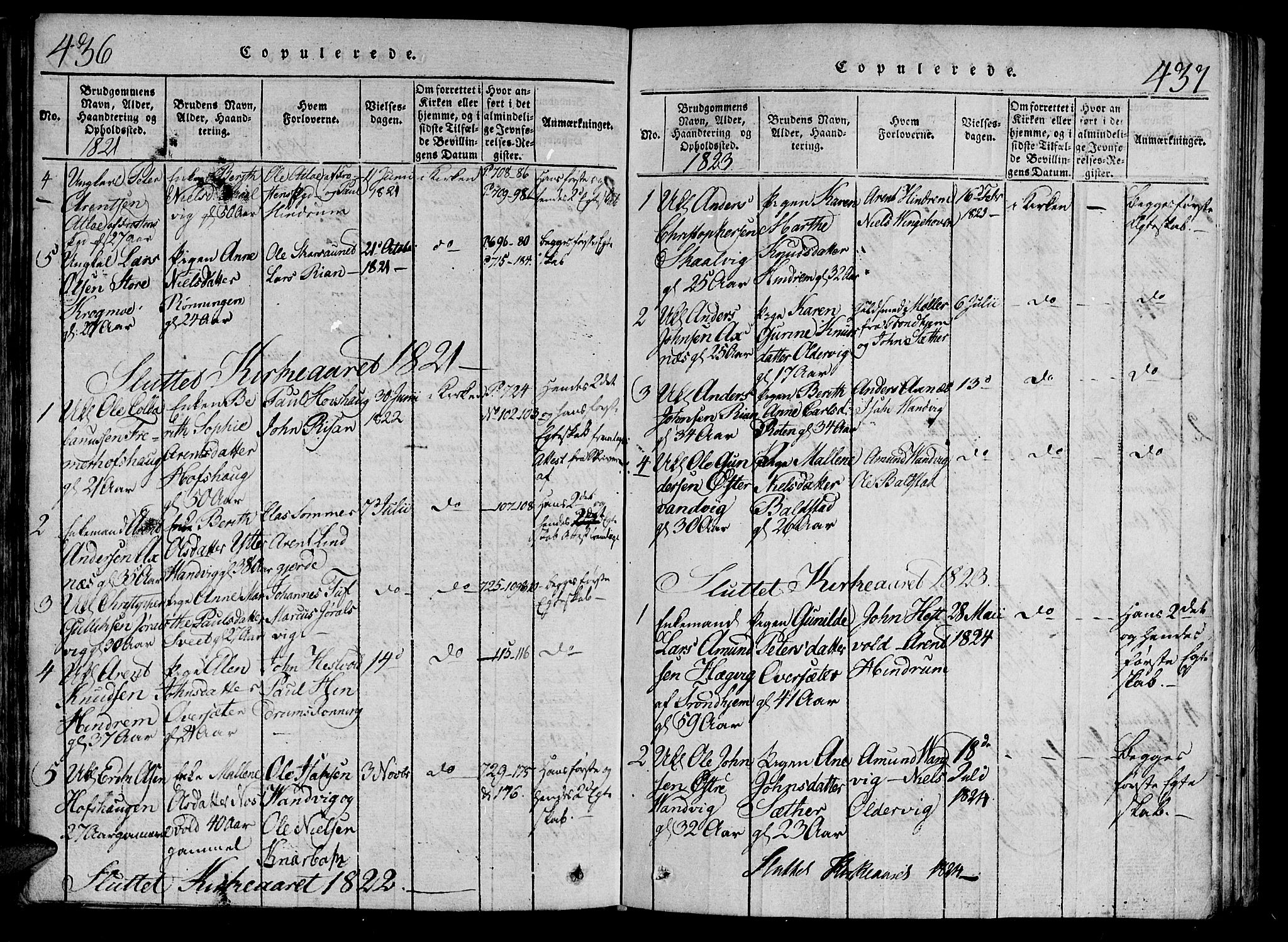 Ministerialprotokoller, klokkerbøker og fødselsregistre - Nord-Trøndelag, AV/SAT-A-1458/701/L0005: Parish register (official) no. 701A05 /2, 1816-1825, p. 436-437