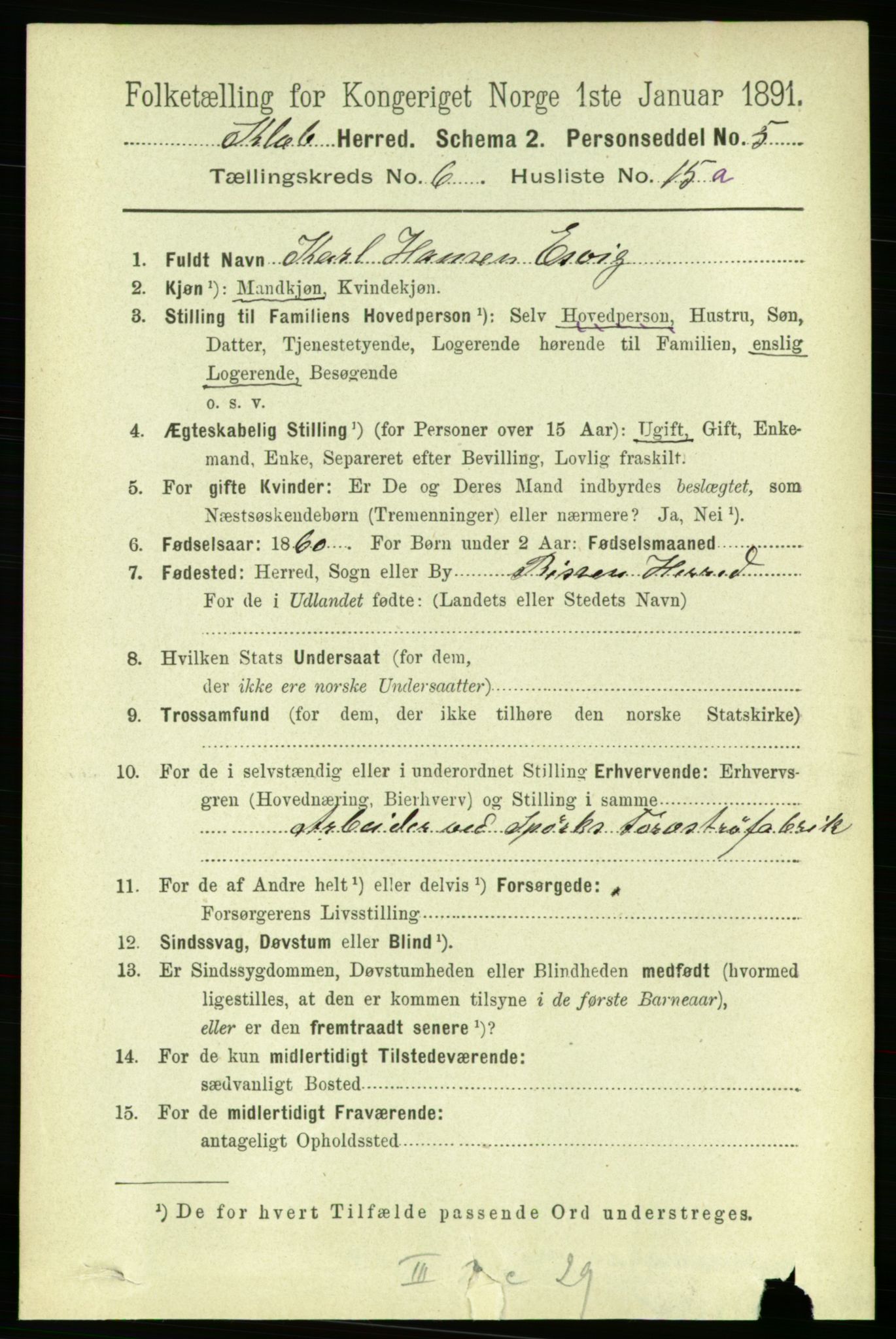 RA, 1891 census for 1662 Klæbu, 1891, p. 1320