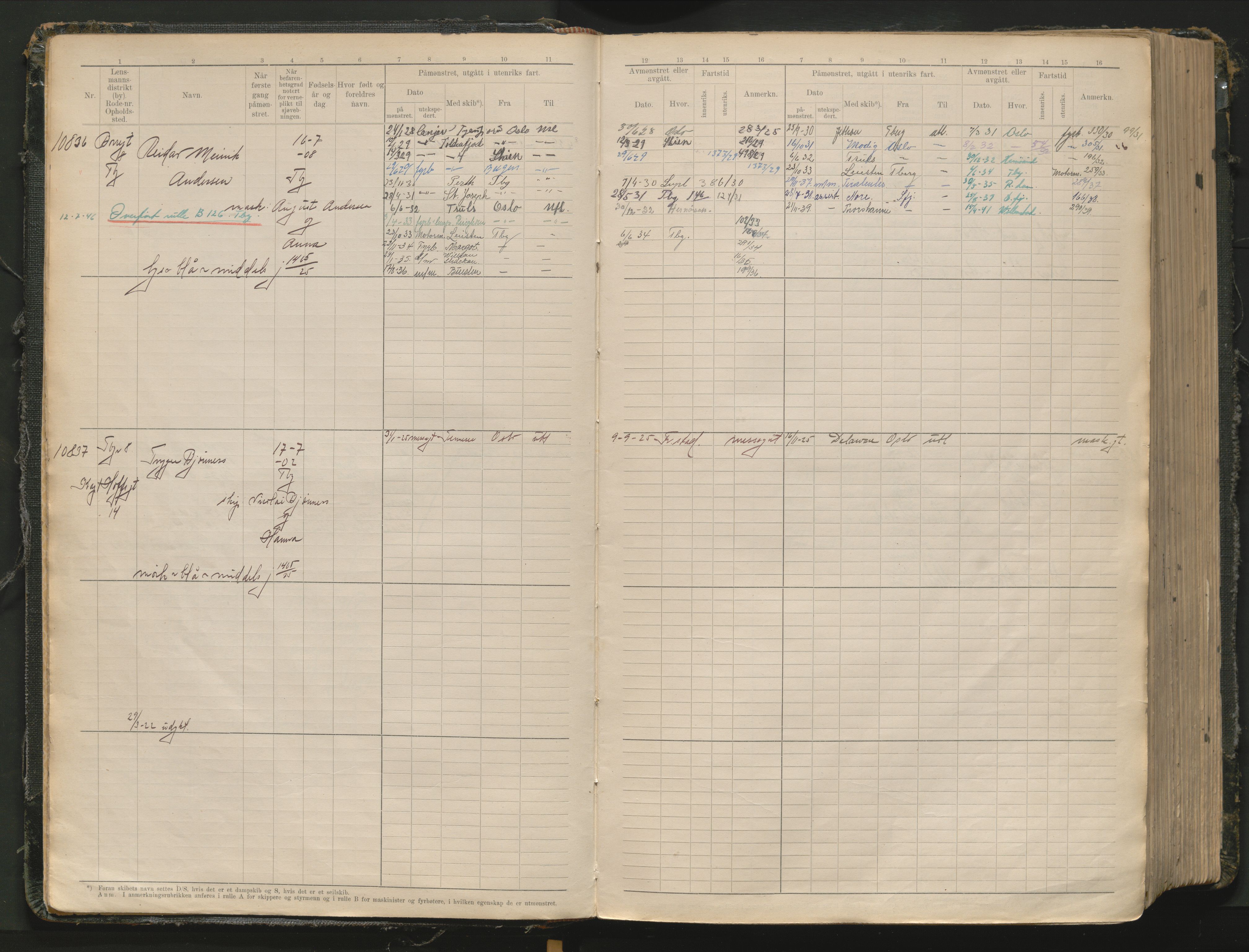 Tønsberg innrulleringskontor, AV/SAKO-A-786/F/Fc/Fcb/L0012: Hovedrulle Patent nr. 10828-12216, 1925-1948