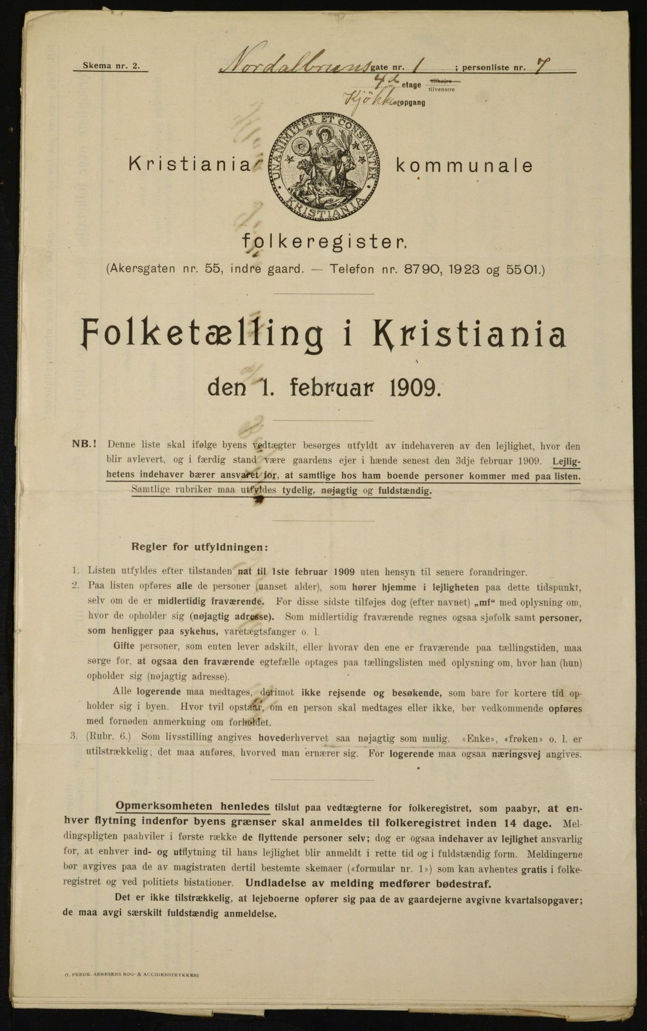 OBA, Municipal Census 1909 for Kristiania, 1909, p. 65329