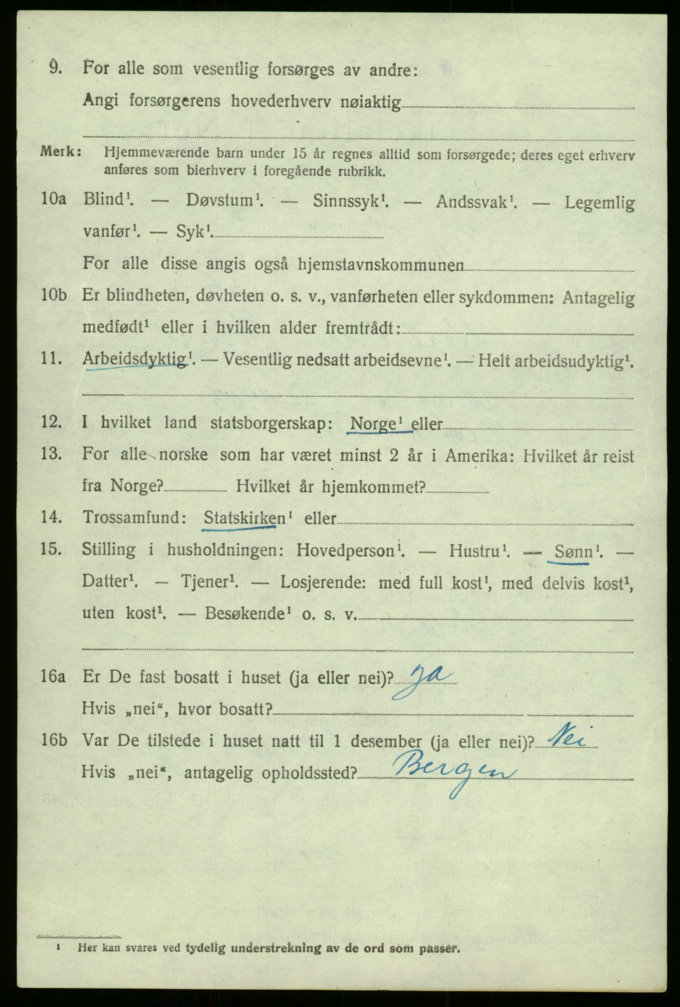 SAB, 1920 census for Solund, 1920, p. 3415