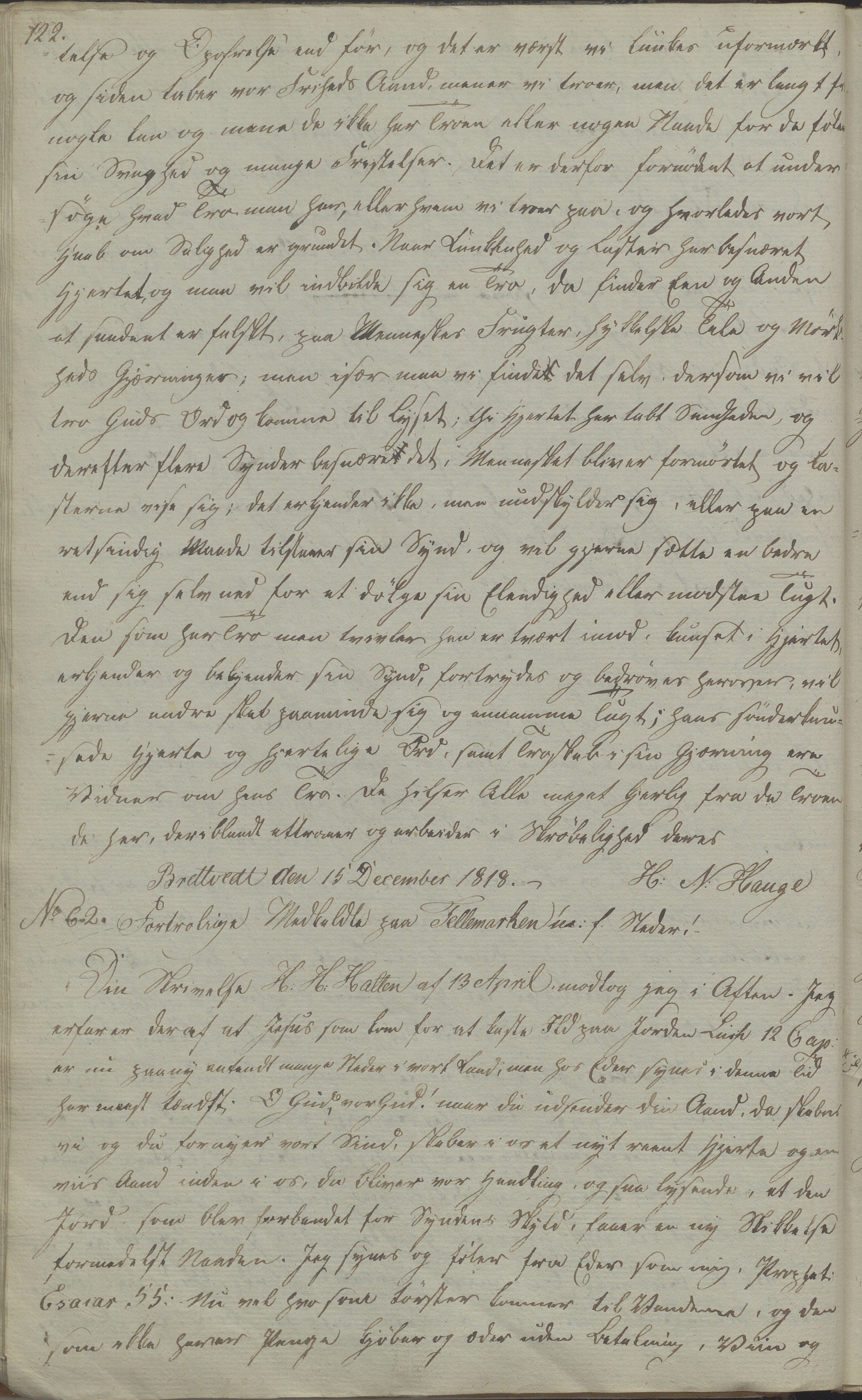 Heggtveitsamlingen, TMF/A-1007/H/L0052/0001: Innbundne brev Ms. S, med innlagt registratur / Innbundne brev Ms S. , 1801-1823, p. 122