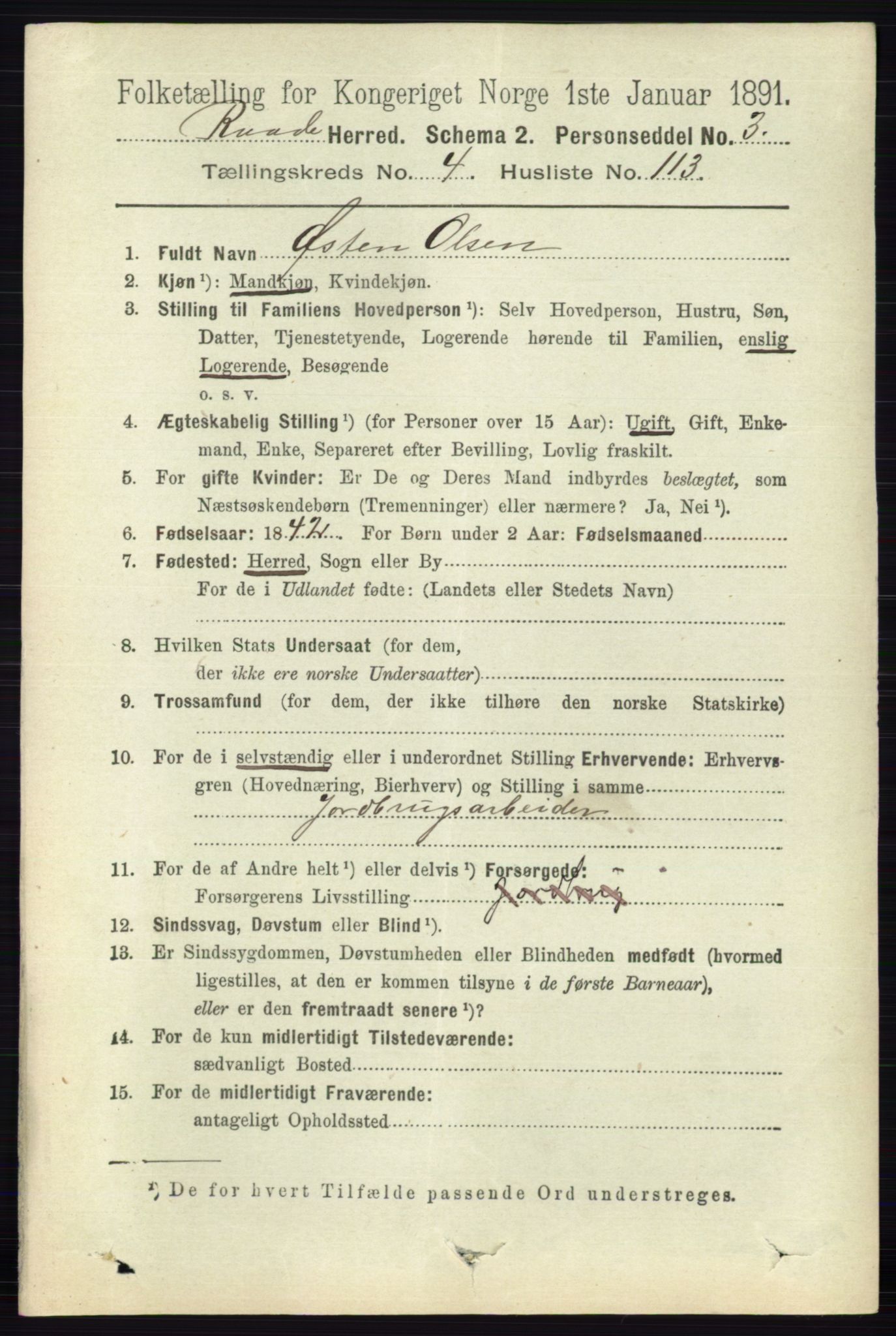 RA, 1891 census for 0135 Råde, 1891, p. 2512