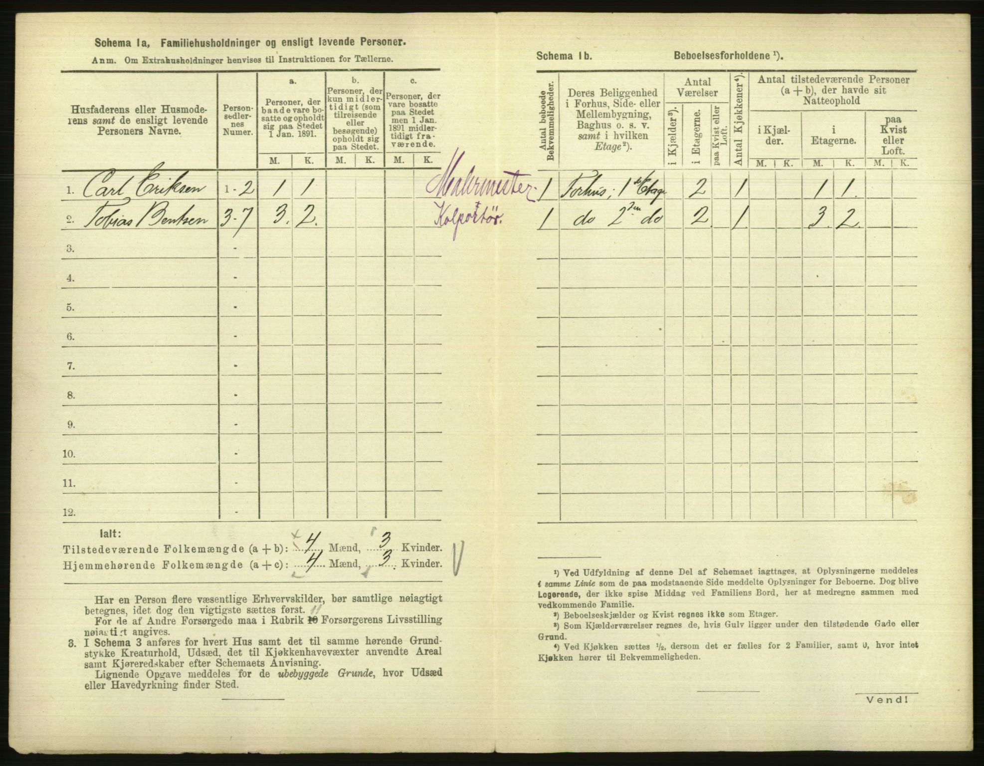 RA, 1891 census for 1001 Kristiansand, 1891, p. 877