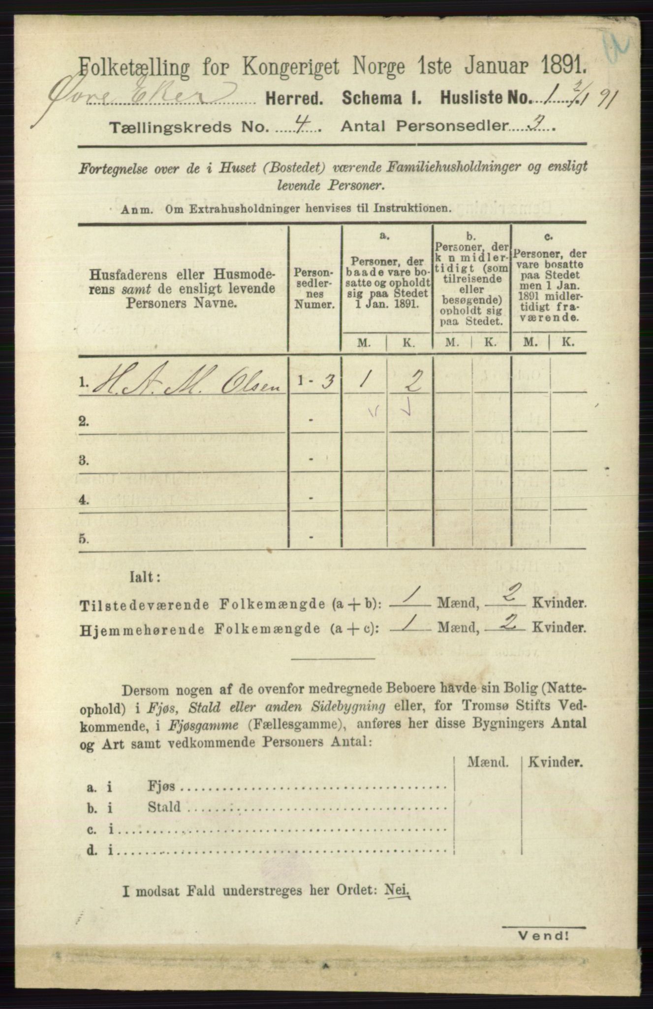 RA, 1891 census for 0624 Øvre Eiker, 1891, p. 1433