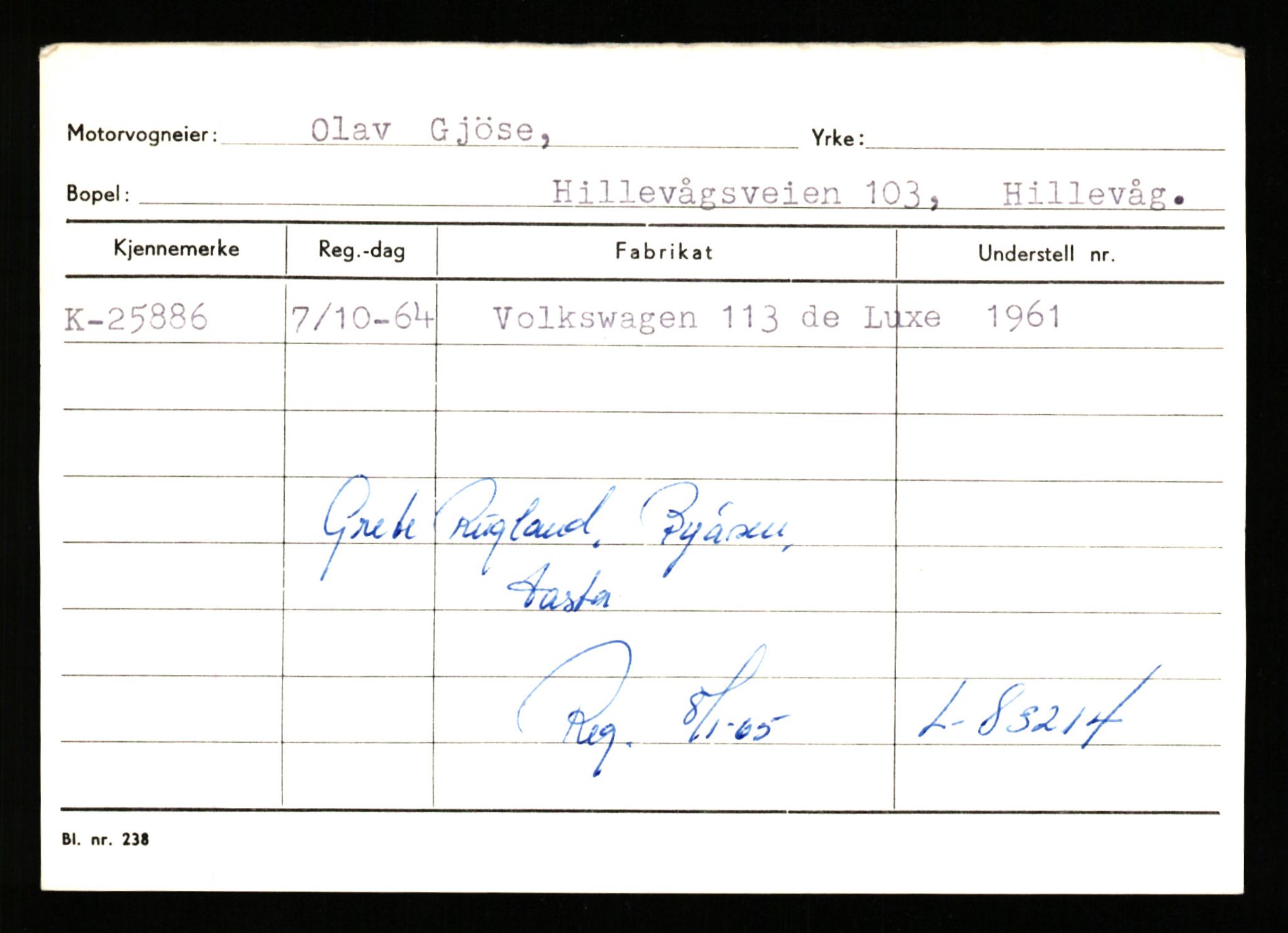 Stavanger trafikkstasjon, SAST/A-101942/0/G/L0005: Registreringsnummer: 23000 - 34245, 1930-1971, p. 985