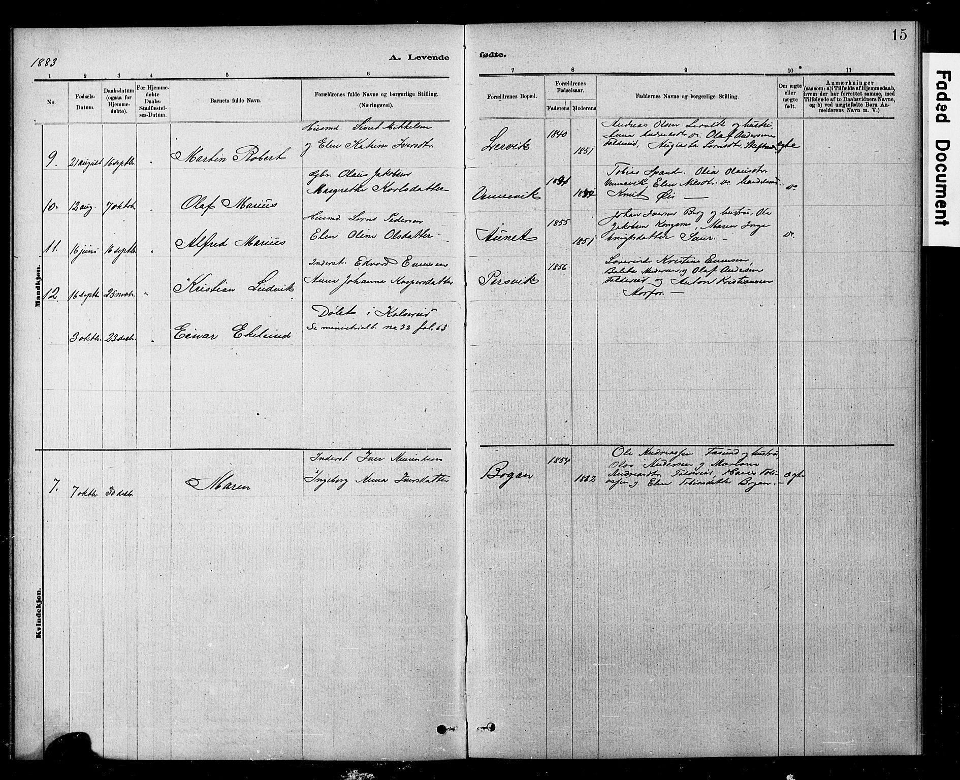 Ministerialprotokoller, klokkerbøker og fødselsregistre - Nord-Trøndelag, SAT/A-1458/783/L0661: Parish register (copy) no. 783C01, 1878-1893, p. 15