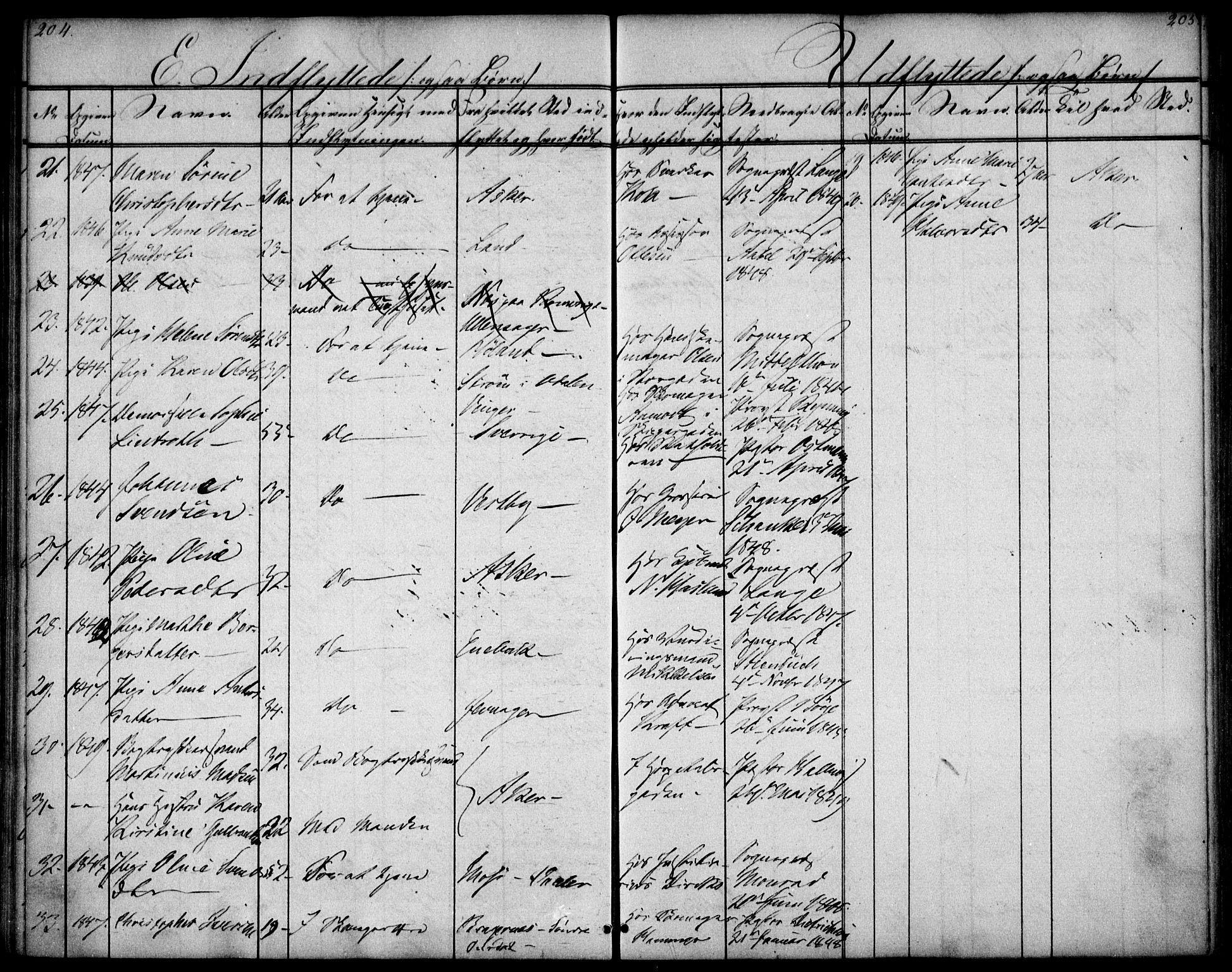 Oslo domkirke Kirkebøker, SAO/A-10752/F/Fa/L0028: Parish register (official) no. 28, 1840-1876, p. 204-205