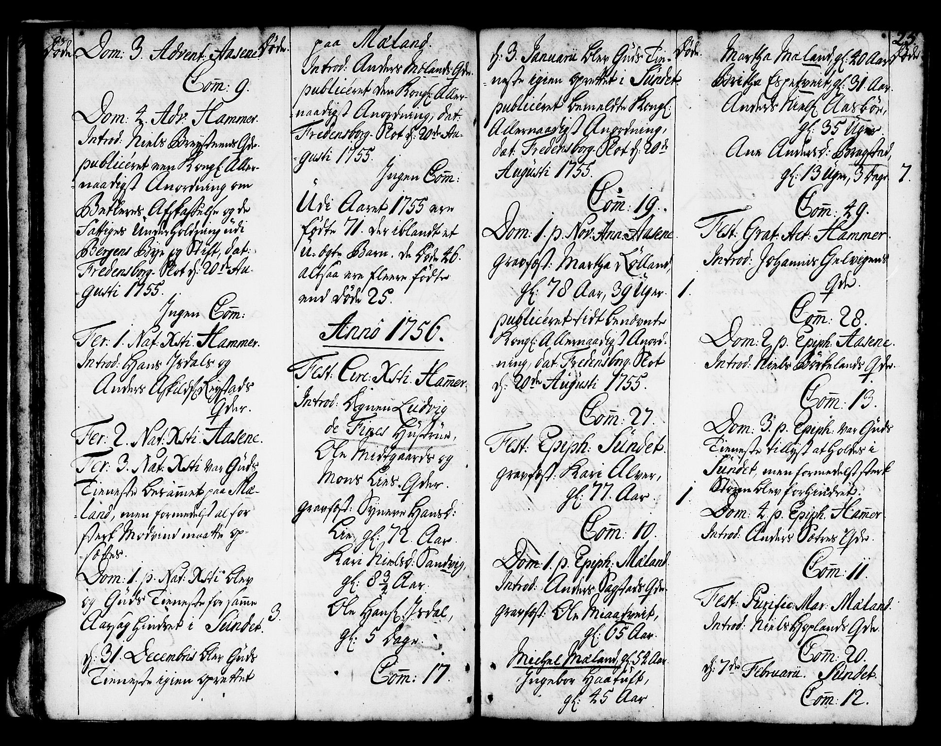 Hamre sokneprestembete, AV/SAB-A-75501/H/Ha/Haa/Haaa/L0006: Parish register (official) no. A 6, 1750-1761, p. 25