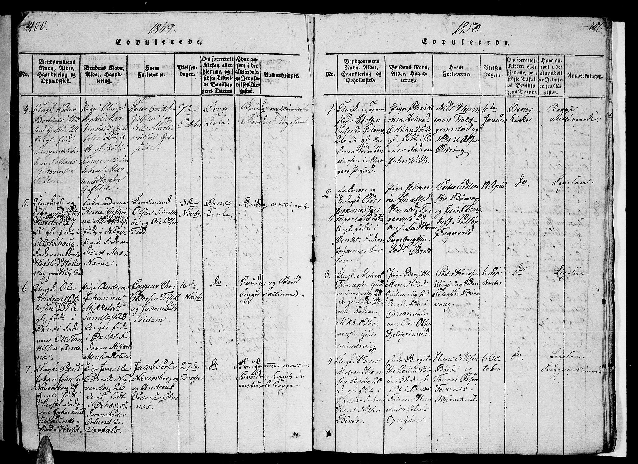 Ministerialprotokoller, klokkerbøker og fødselsregistre - Nordland, AV/SAT-A-1459/893/L1346: Parish register (copy) no. 893C01, 1820-1858, p. 400-401