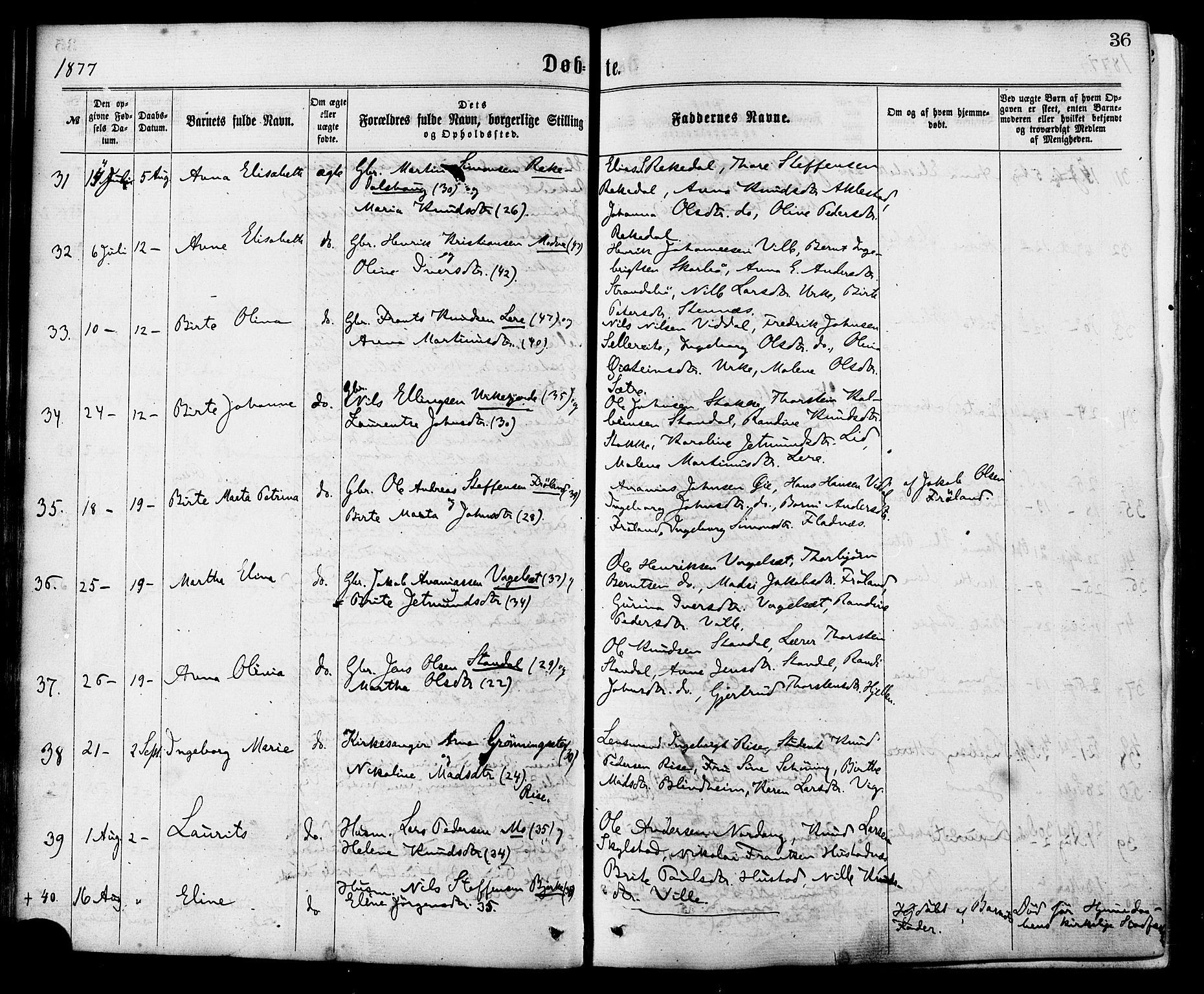 Ministerialprotokoller, klokkerbøker og fødselsregistre - Møre og Romsdal, AV/SAT-A-1454/515/L0210: Parish register (official) no. 515A06, 1868-1885, p. 36