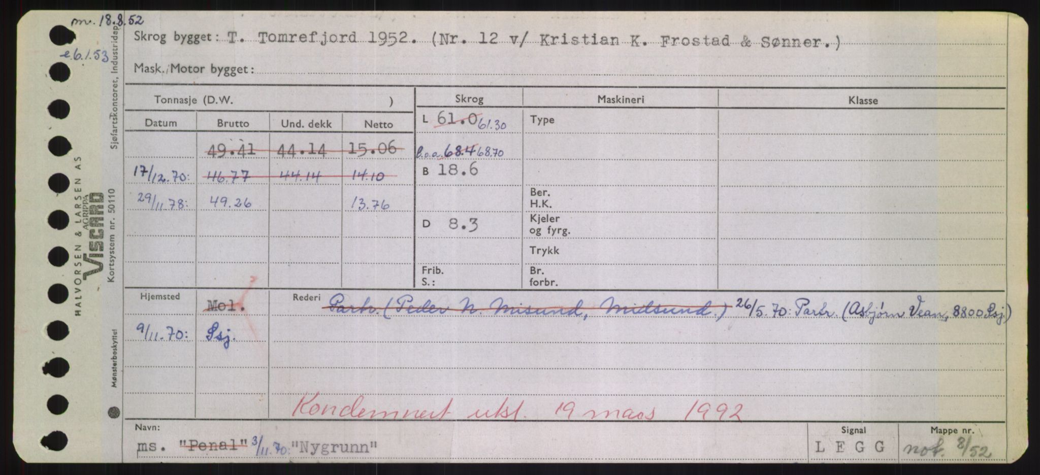 Sjøfartsdirektoratet med forløpere, Skipsmålingen, RA/S-1627/H/Hd/L0027: Fartøy, Norhop-Nør, p. 415