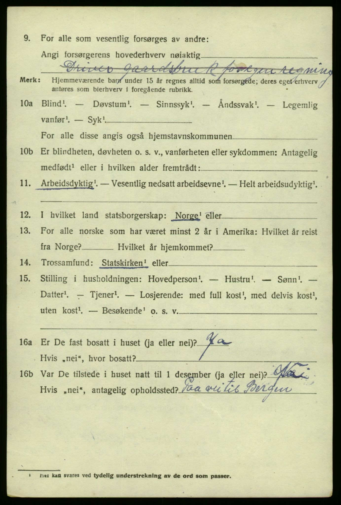 SAB, 1920 census for Austrheim, 1920, p. 3949