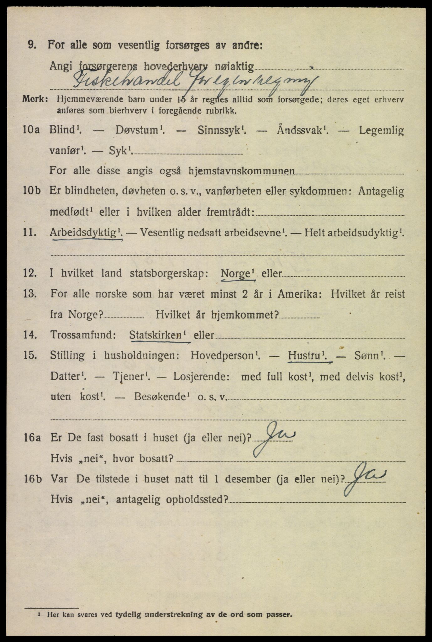 SAK, 1920 census for Lyngdal, 1920, p. 1922