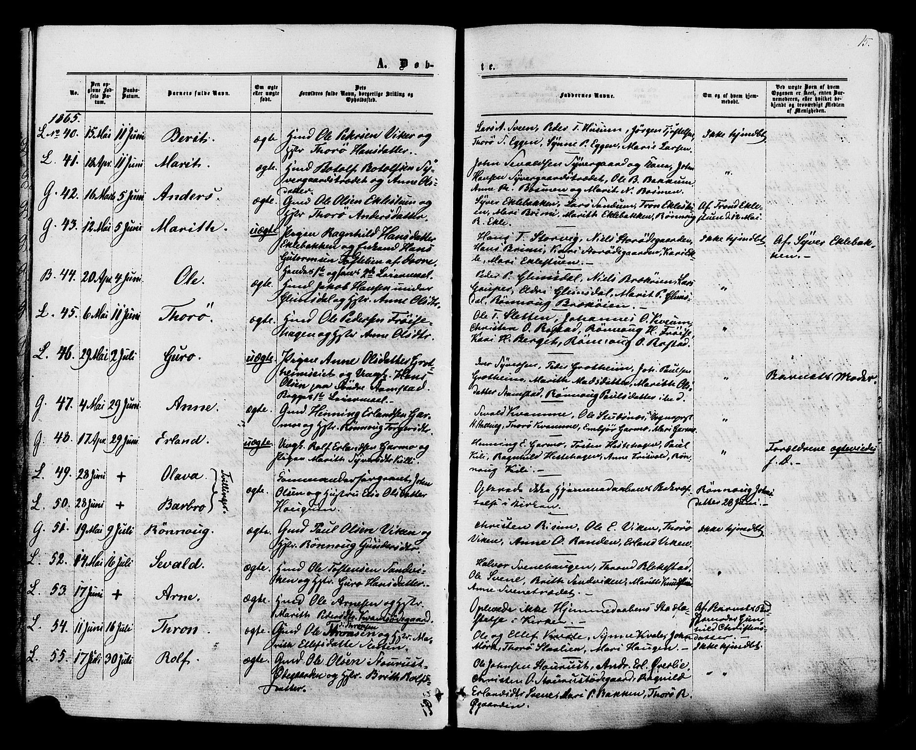 Lom prestekontor, AV/SAH-PREST-070/K/L0007: Parish register (official) no. 7, 1863-1884, p. 15