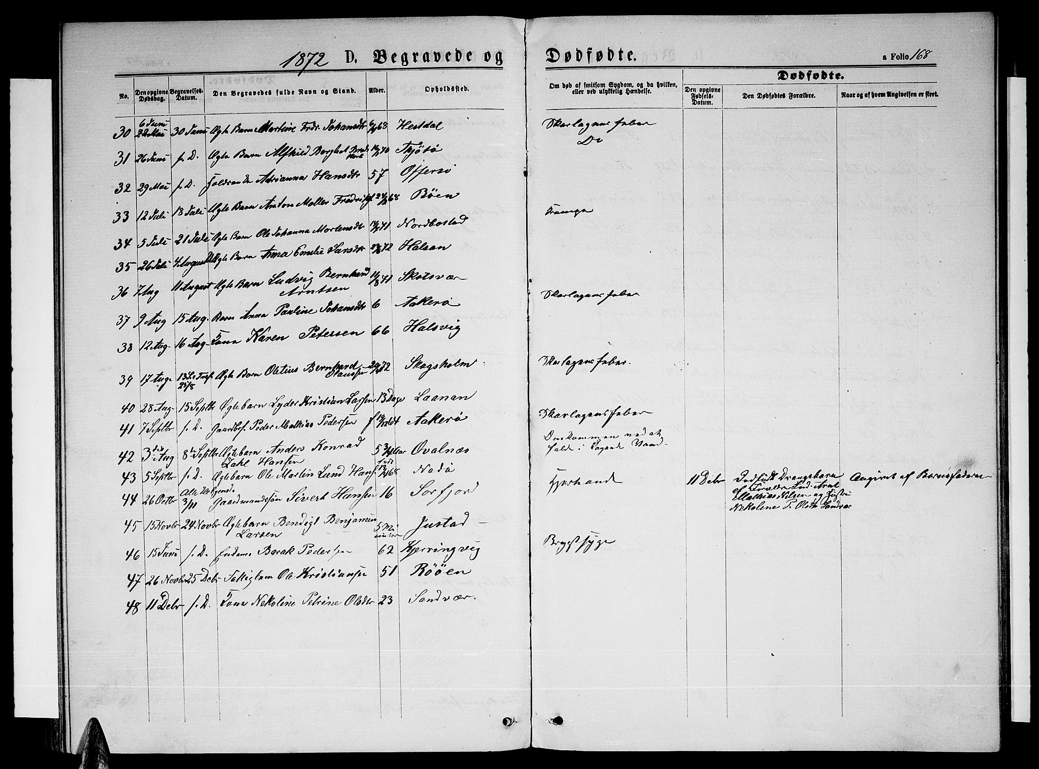 Ministerialprotokoller, klokkerbøker og fødselsregistre - Nordland, AV/SAT-A-1459/817/L0267: Parish register (copy) no. 817C02, 1870-1883, p. 168