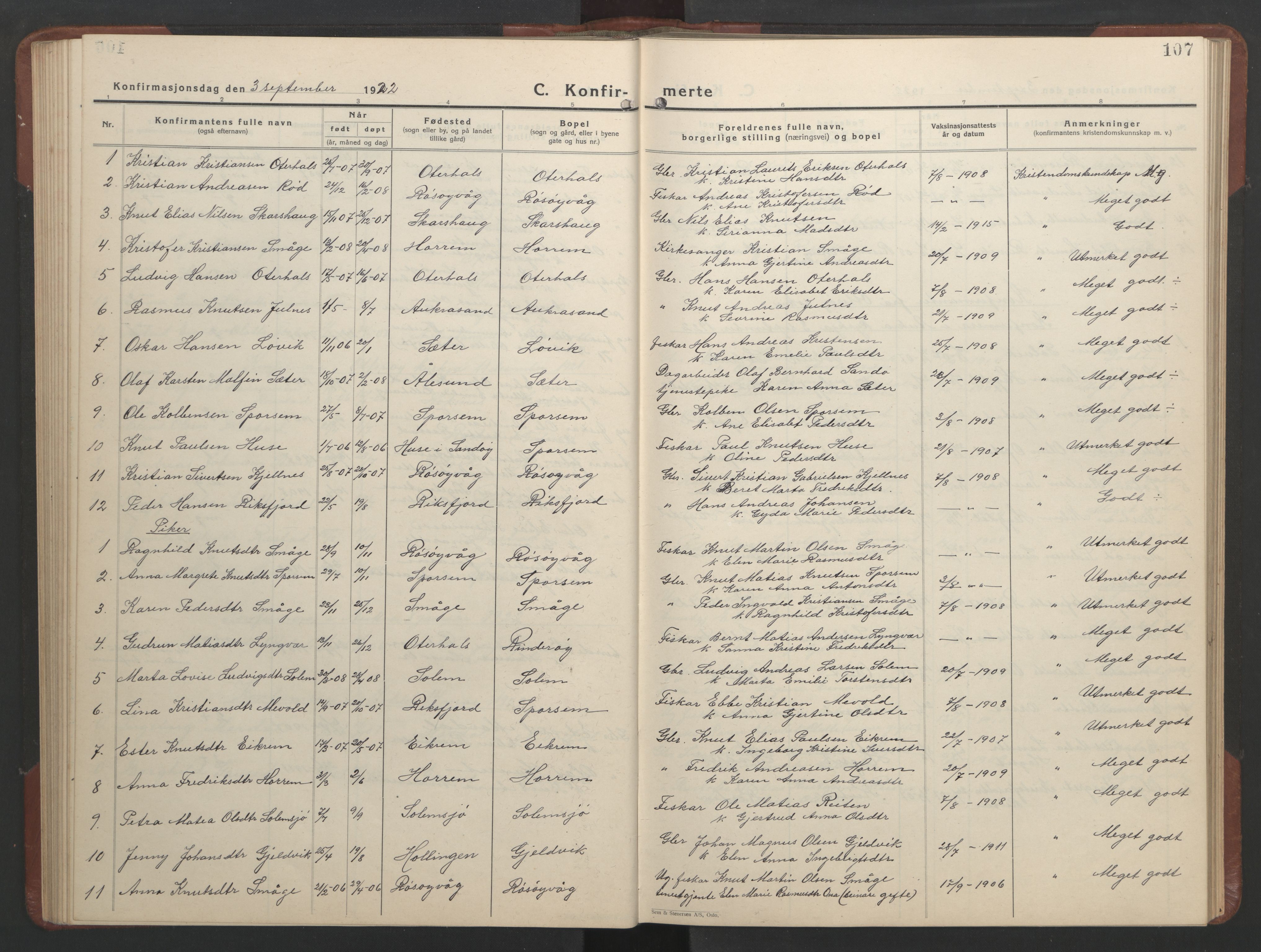 Ministerialprotokoller, klokkerbøker og fødselsregistre - Møre og Romsdal, SAT/A-1454/560/L0726: Parish register (copy) no. 560C03, 1928-1952, p. 107