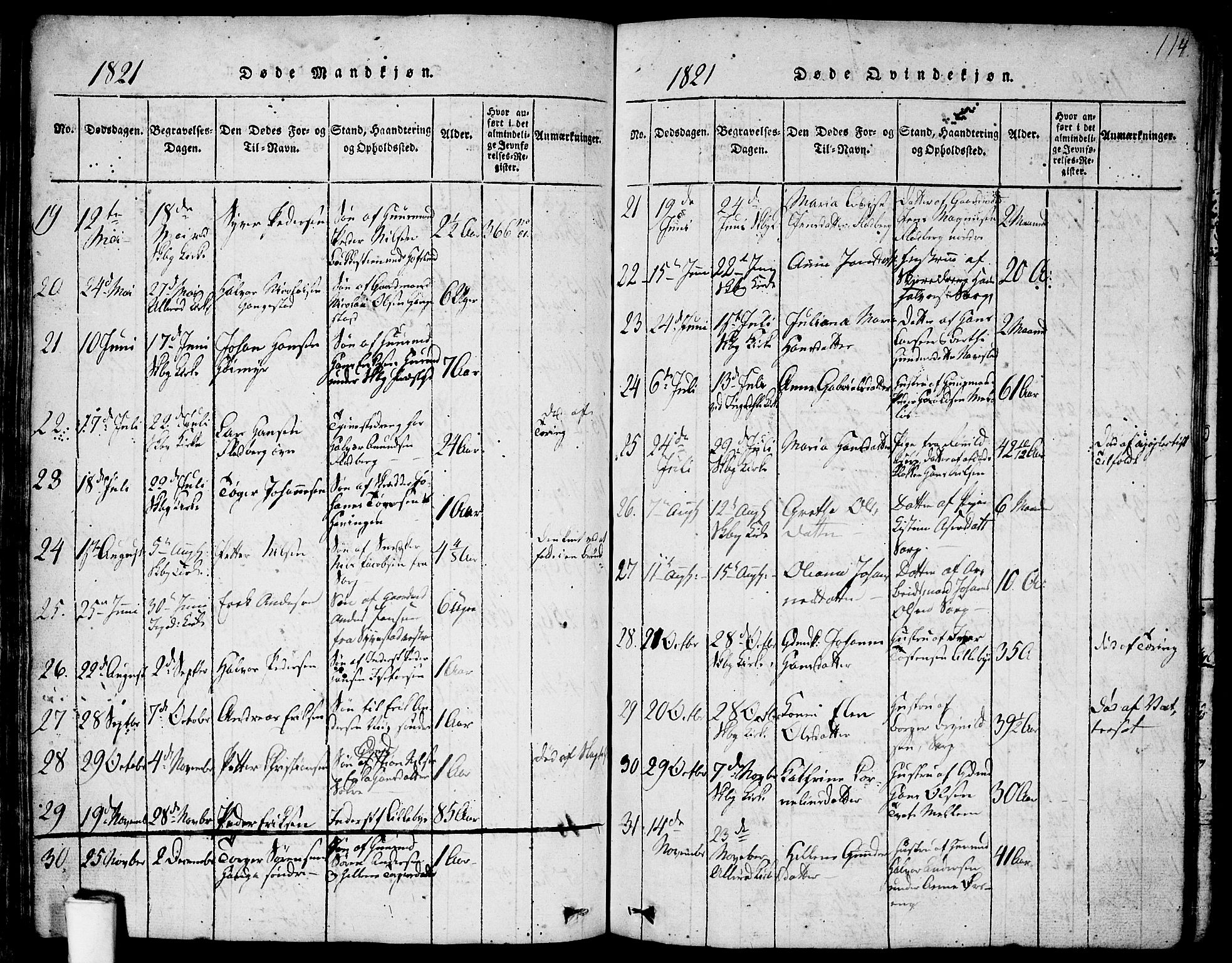 Skjeberg prestekontor Kirkebøker, AV/SAO-A-10923/F/Fa/L0004: Parish register (official) no. I 4, 1815-1830, p. 114