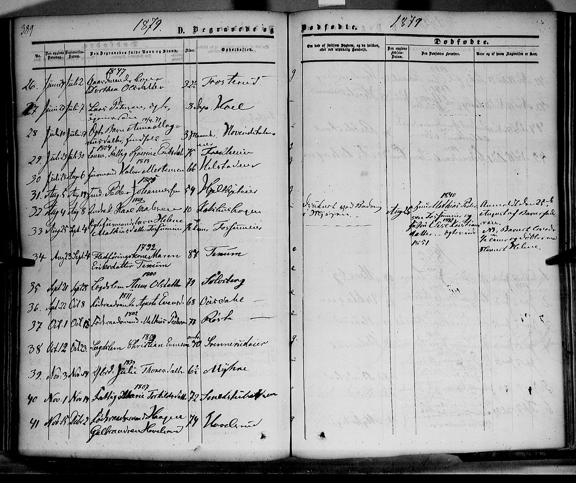 Nes prestekontor, Hedmark, SAH/PREST-020/K/Ka/L0004: Parish register (official) no. 4, 1852-1886, p. 389