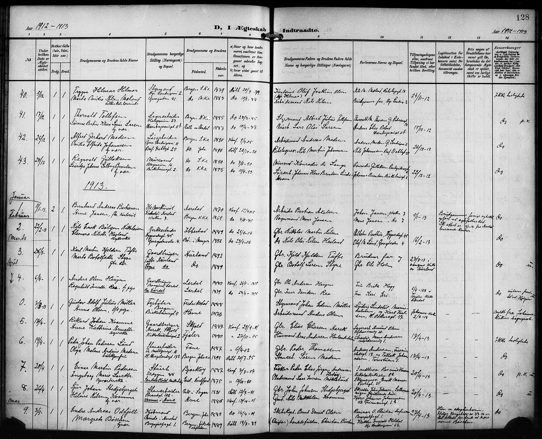 Mariakirken Sokneprestembete, SAB/A-76901/H/Hab/L0009: Parish register (copy) no. A 9, 1901-1919, p. 128