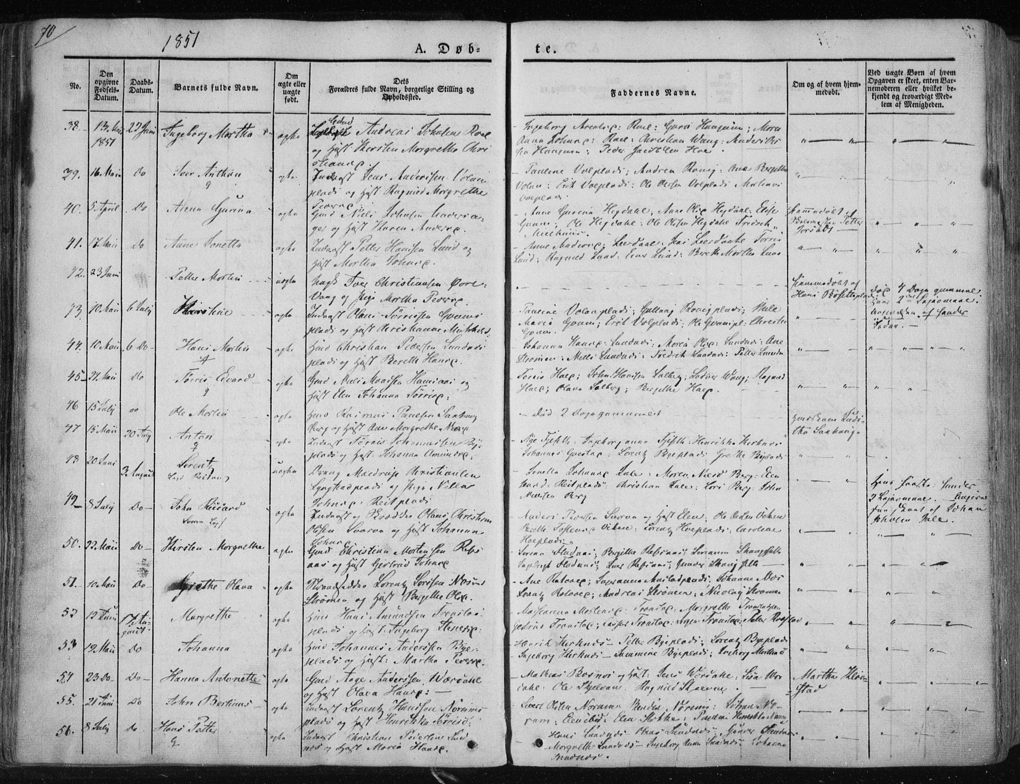 Ministerialprotokoller, klokkerbøker og fødselsregistre - Nord-Trøndelag, SAT/A-1458/730/L0280: Parish register (official) no. 730A07 /1, 1840-1854, p. 70